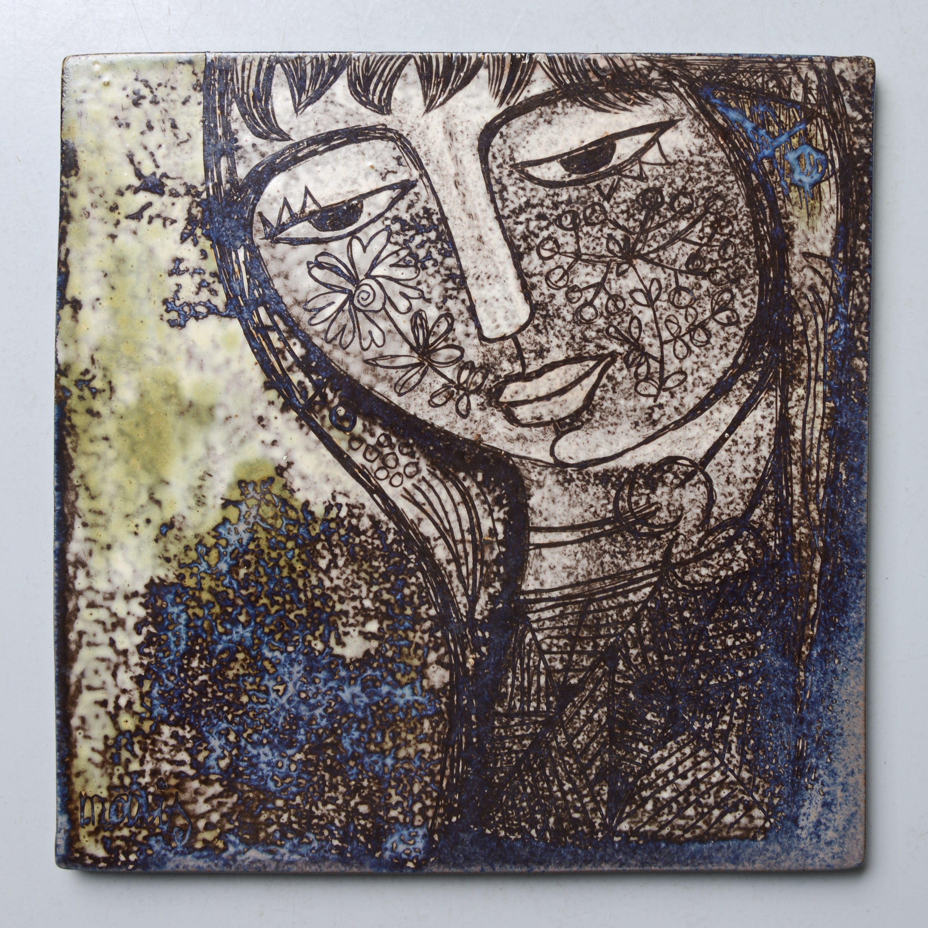 MARI SIMMULSON. Väggplakett, unikat, Upsala-Ekeby, 1950/60-tal.