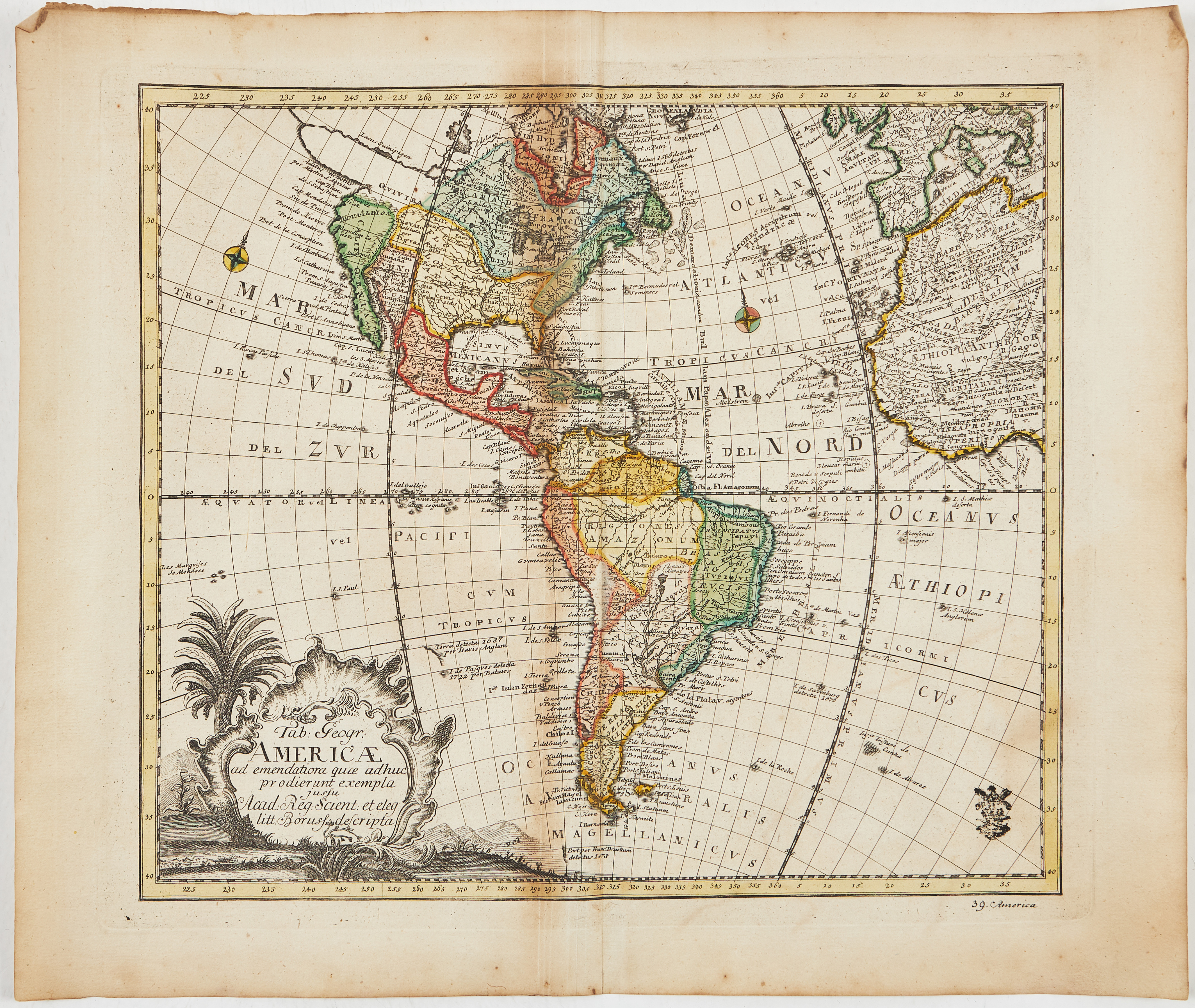 MAP OF AMERICA BY EULER, ca 1770.