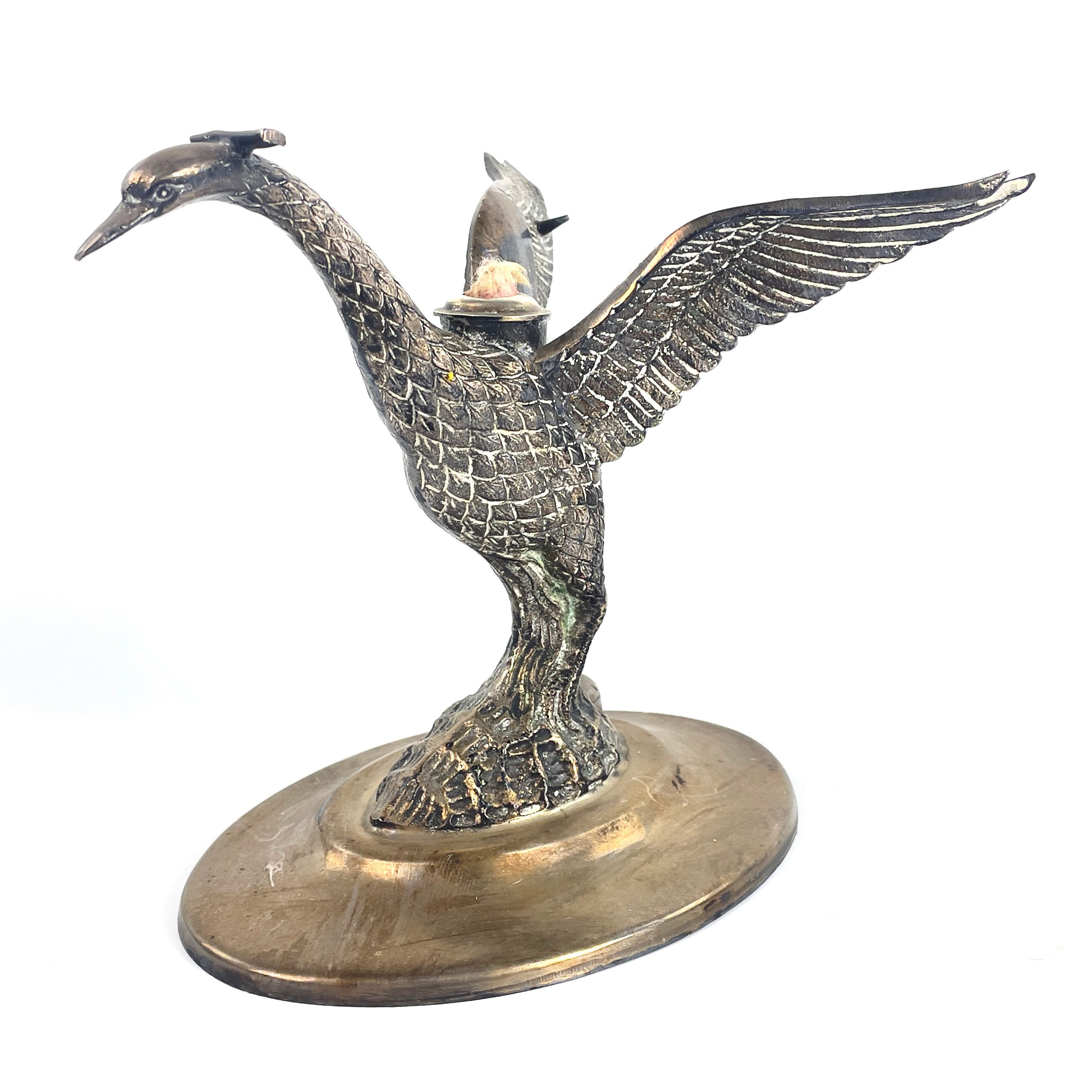 KONJAKSVÄRMARE i form av svan, nysilver, Cortasa, Spanien.