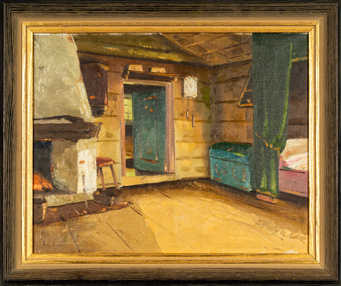 VAGN OVE SCHNACH. Olja på duk, Interiörmotiv, Signerad.
