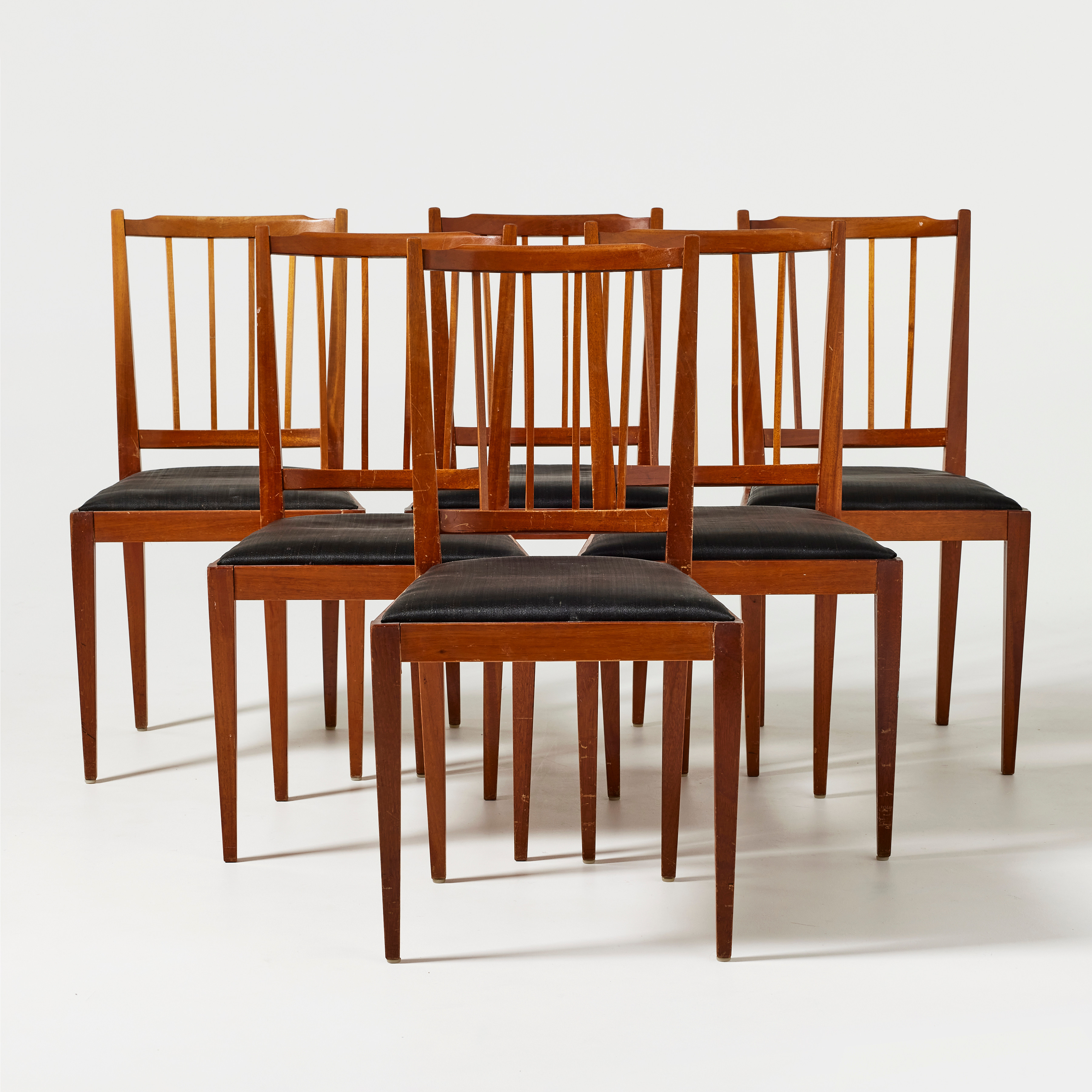 JOSEF FRANK. Stolar, sex stycken, Firma Svenskt Tenn, modellnummer B 517, formgiven 1934, mahogny, sitsar i svart tagel.