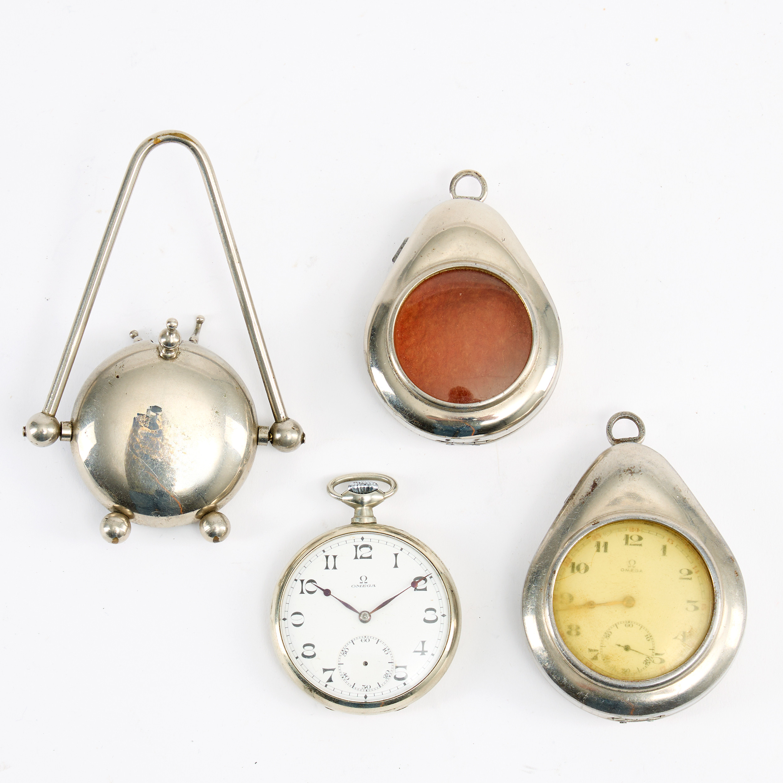 OMEGA, fickur, 2st, silver samt stål, tidigt 1900-tal.