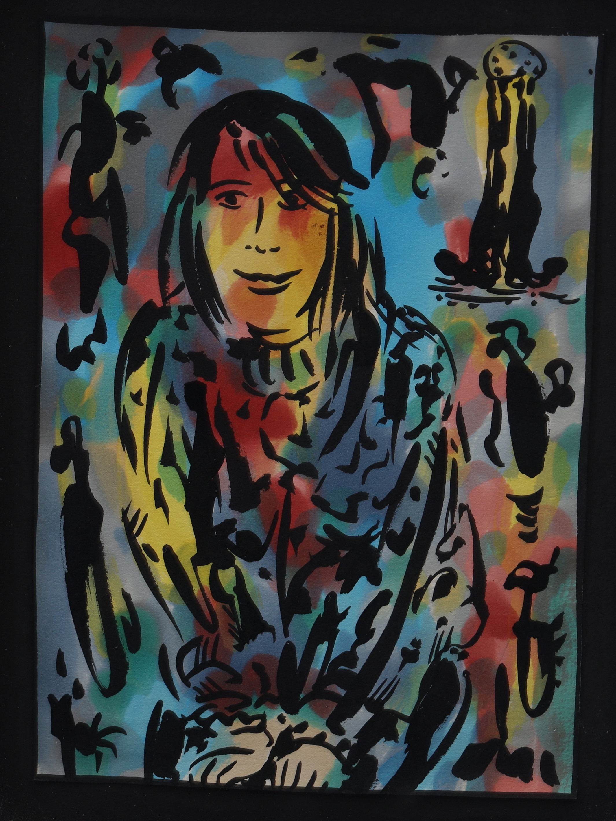 ROMAN SCHEIDL. Tillskriven, blandteknik, kvinnoporträtt, osignerad.