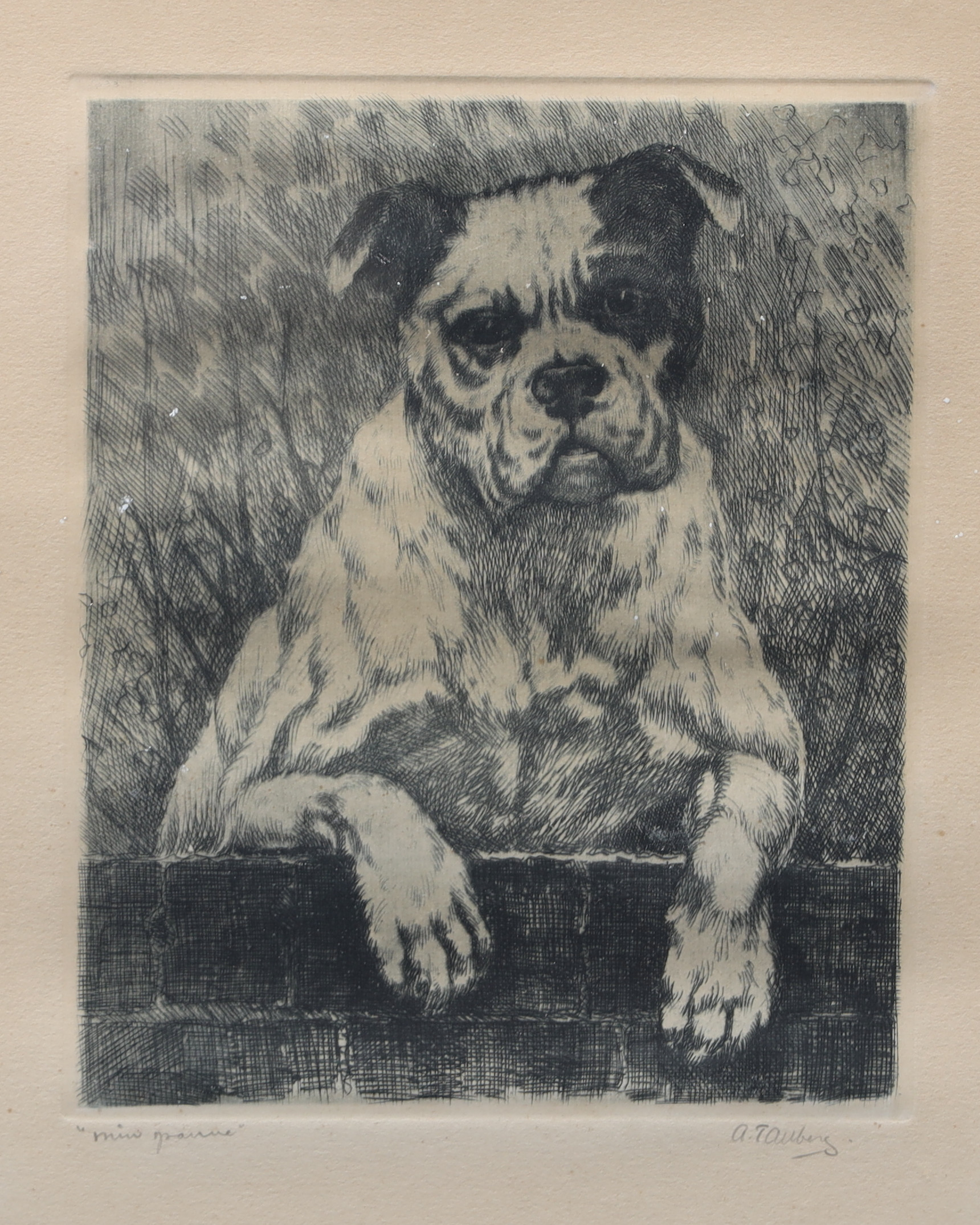 AXEL TALLBERG. "Min granne" etsning, signerad.