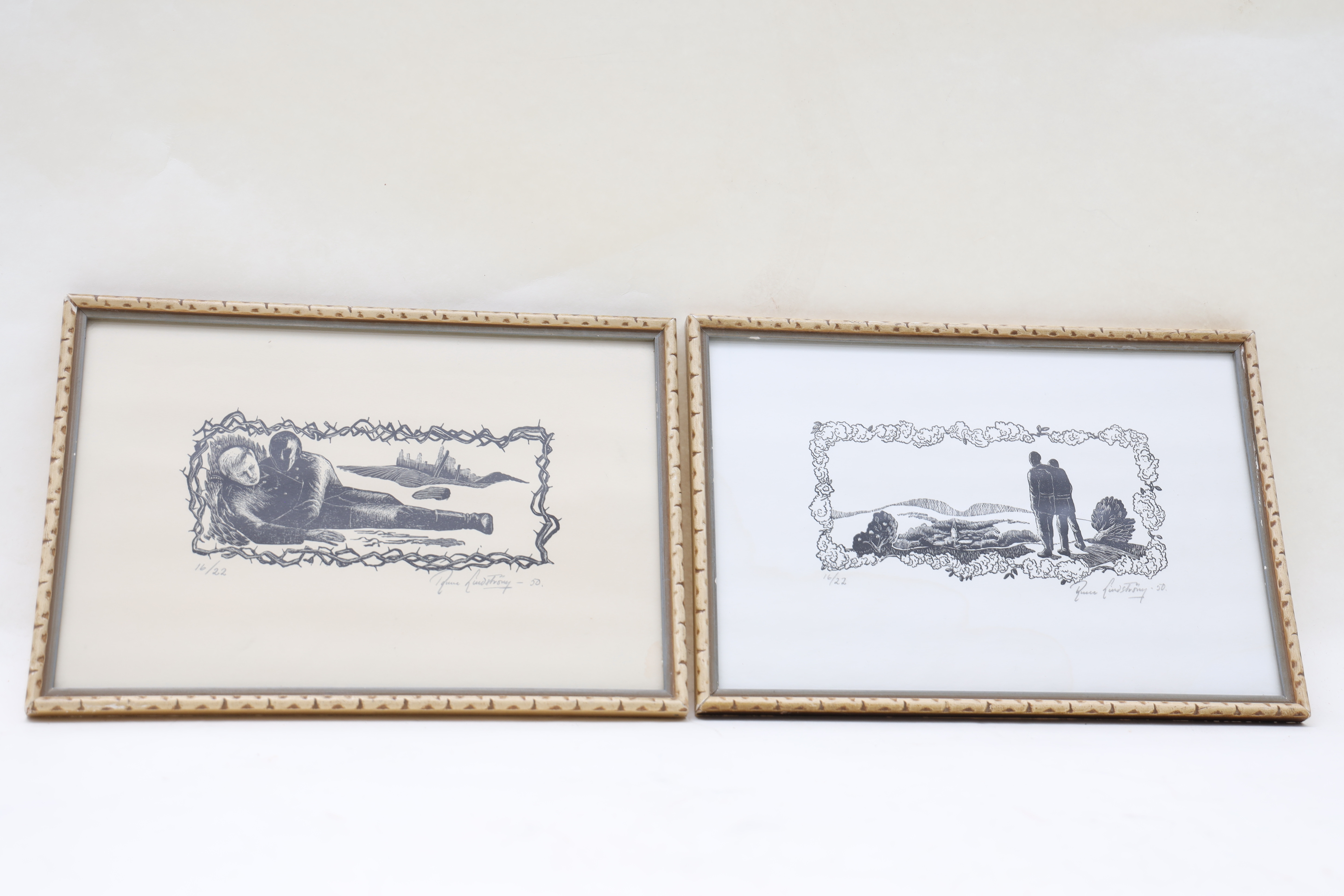 RUNE LINDSTRÖM. Litografier 2st, figurscener, signerad och numrerade.