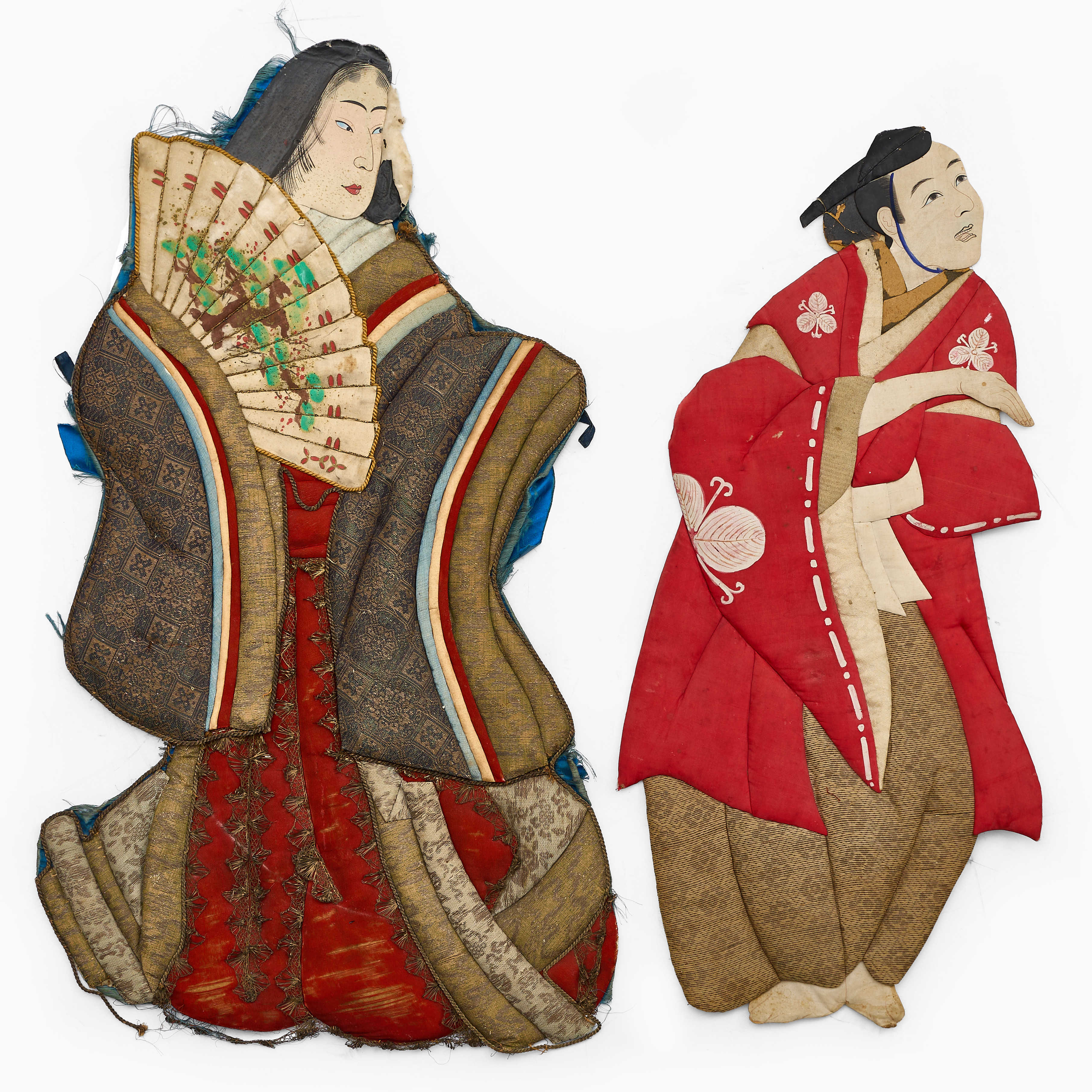 OSHI-E DOCKOR (2 st), Japan, papper och tyg, delvis bemålade, 1800-talets andra hälft.