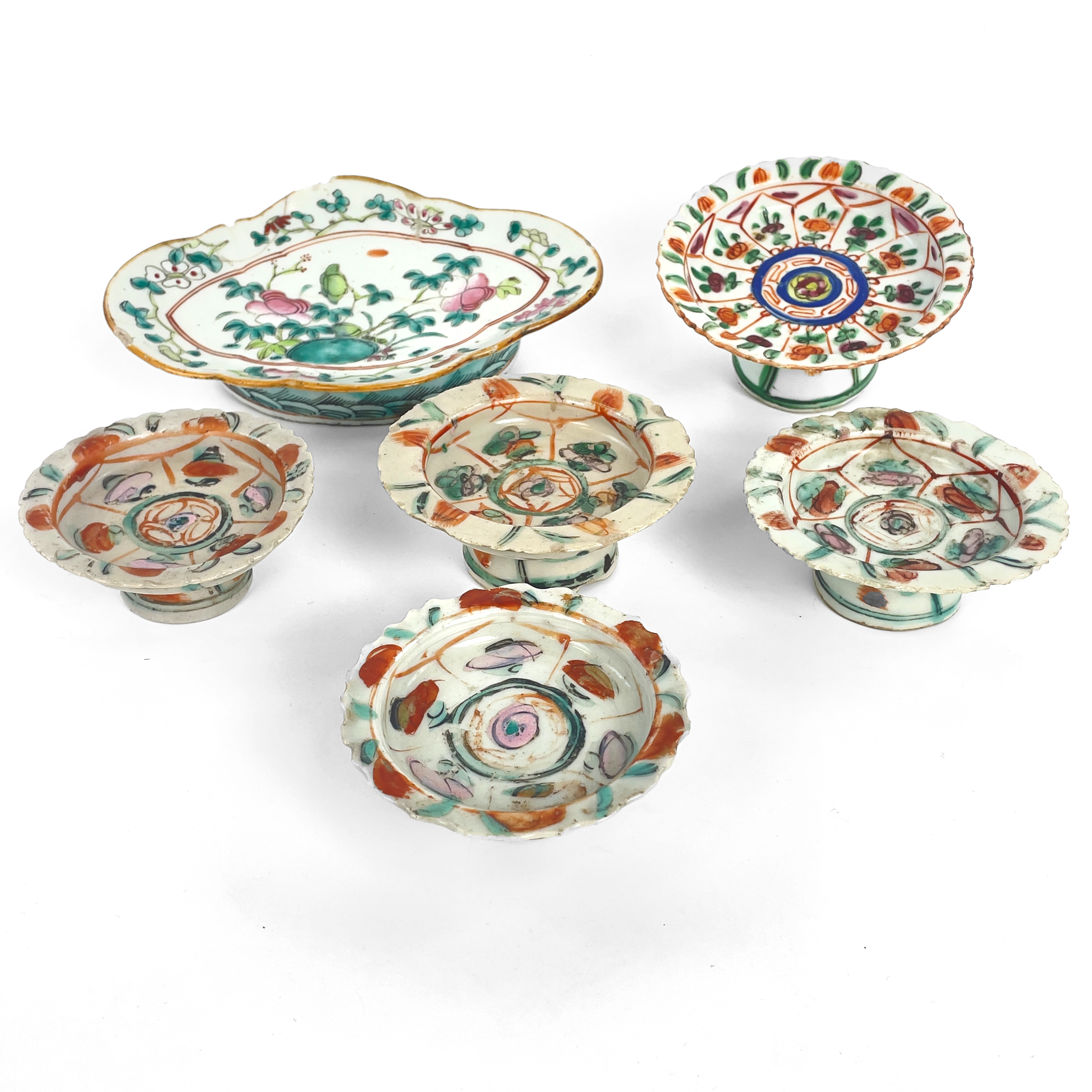 TAZZA, 6 st. Porslin, Kina, 1800-tal.