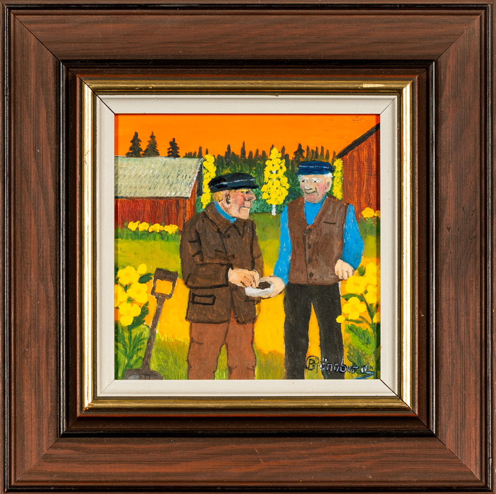 BEDA RÖNNBERG. Olja på pannå, "En pris snus.", Signerad.