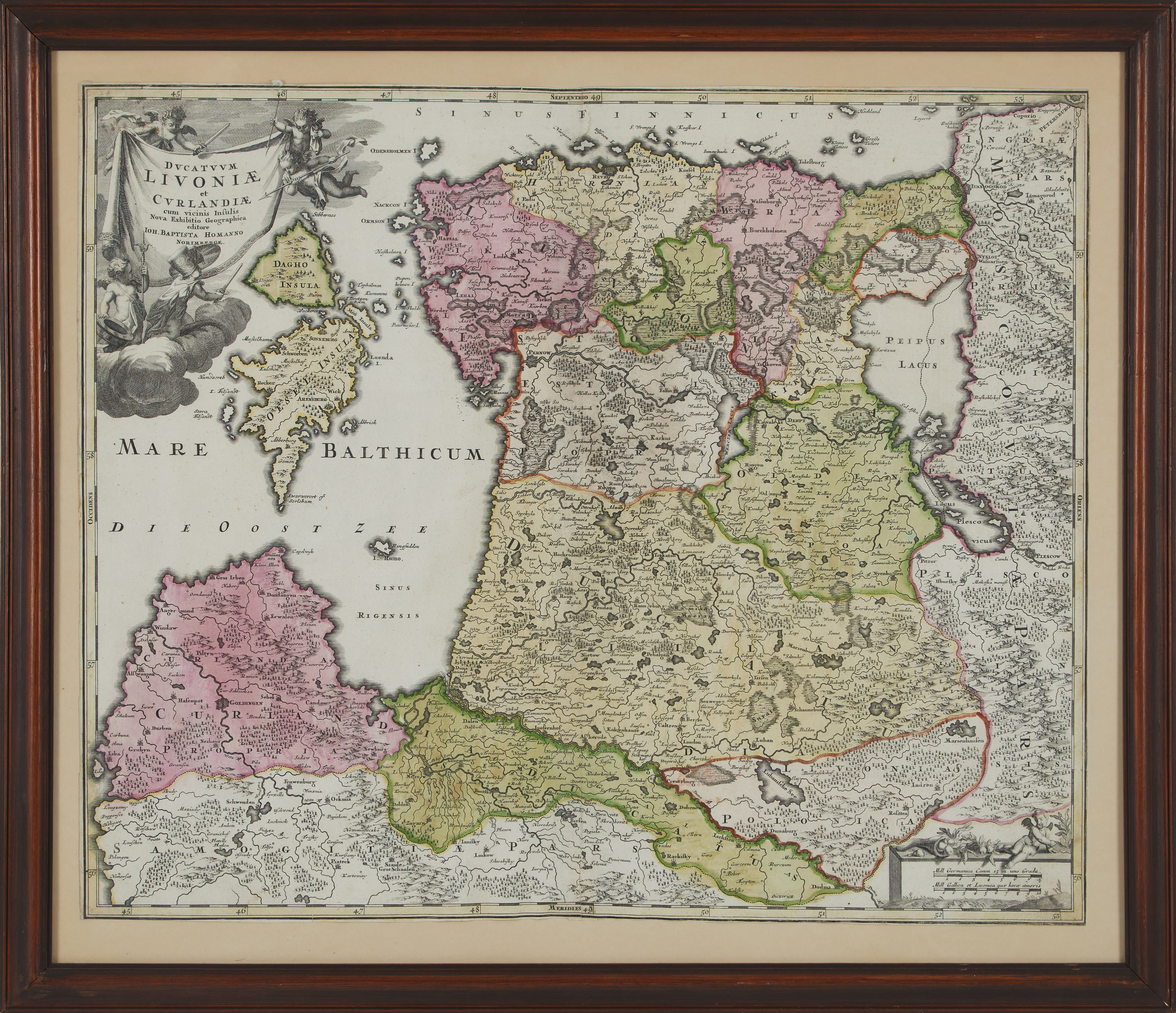 MAP OF HOMANN, DUCATUS LIVONIA, C. 1730.
