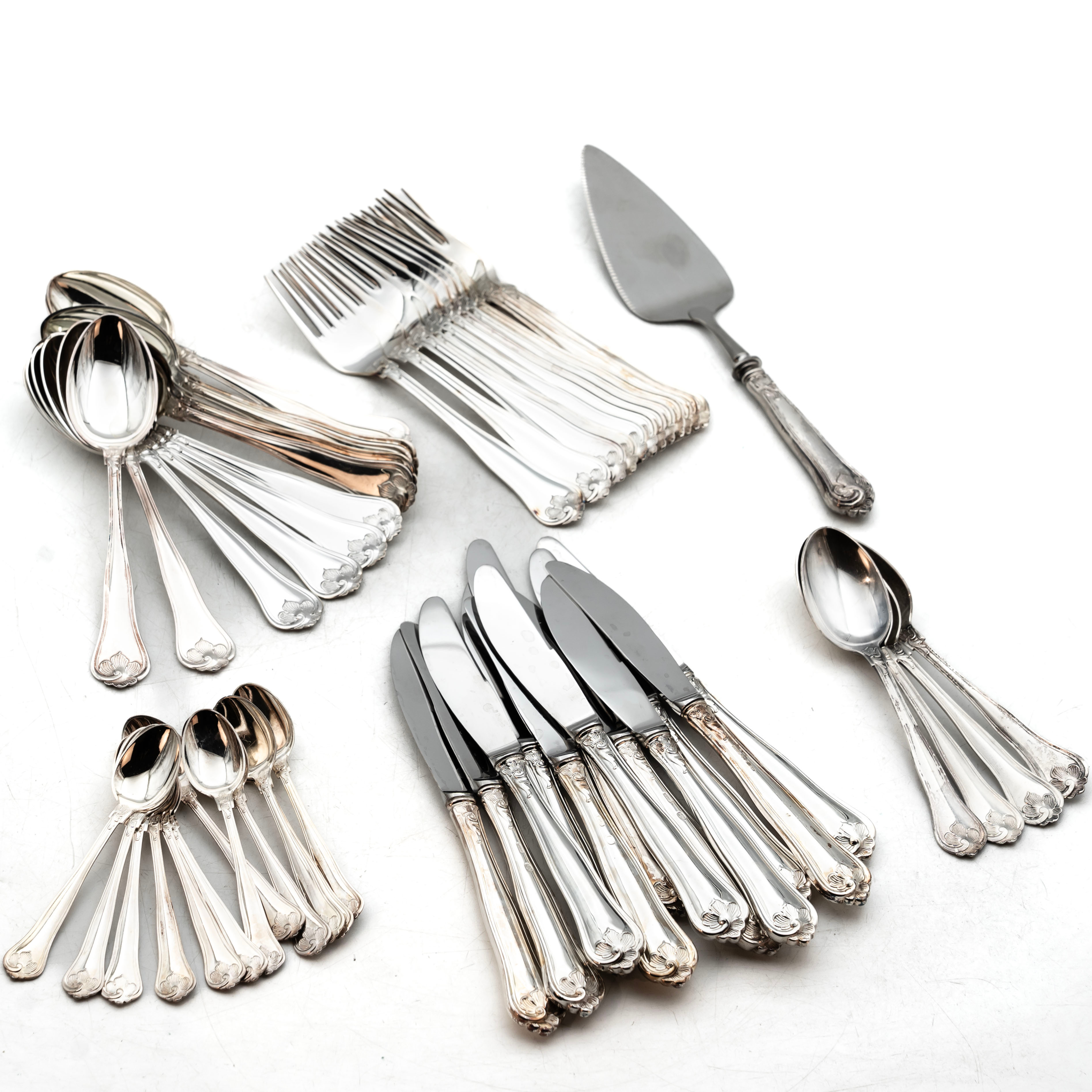 SAMLING BESTICK, "Sachsisk", 58 delar, Silver, 1900-tal.