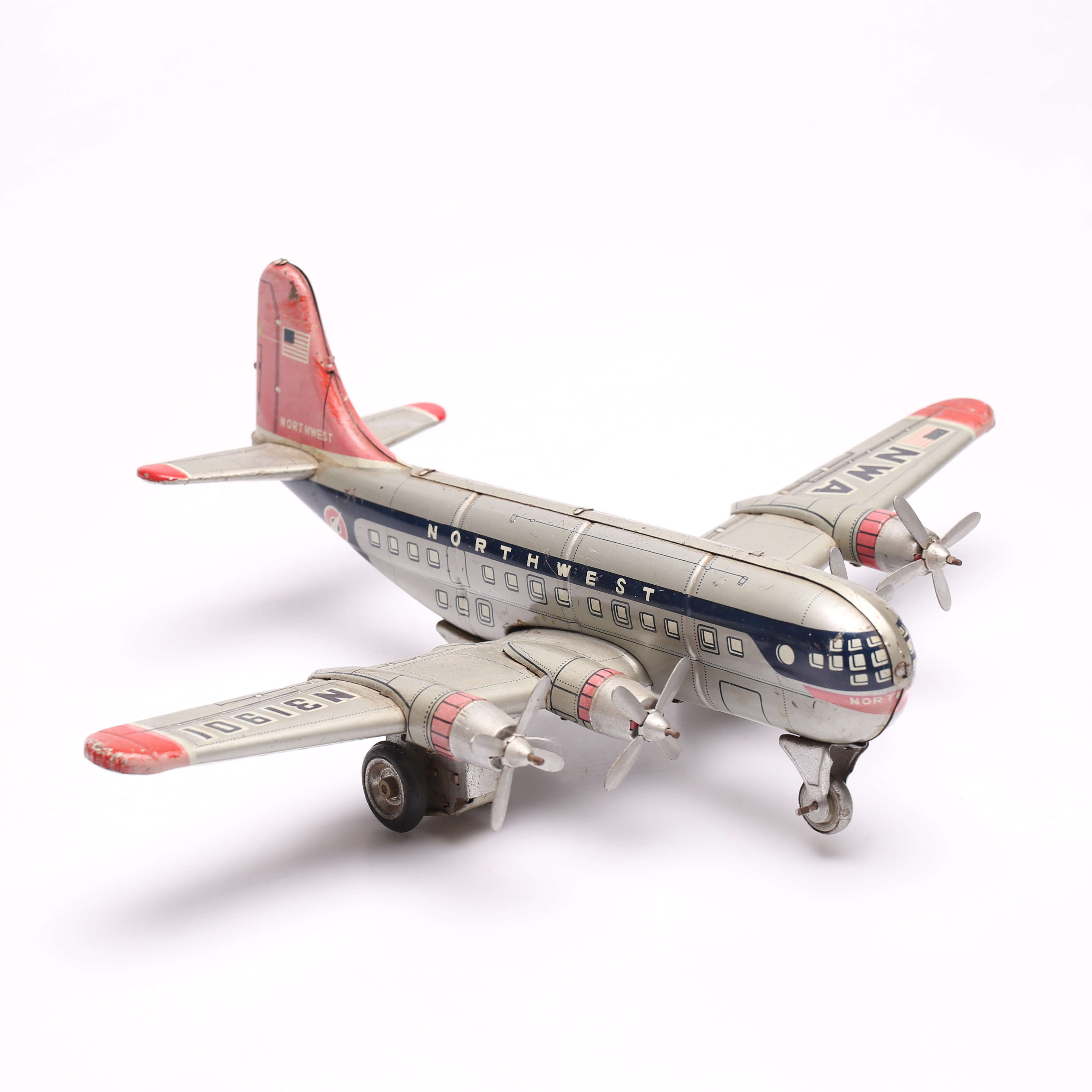 LEKSAK, flygplan, plåt, Hadson, "Northwest" Airlines Plane, Hadson Made In Japan.