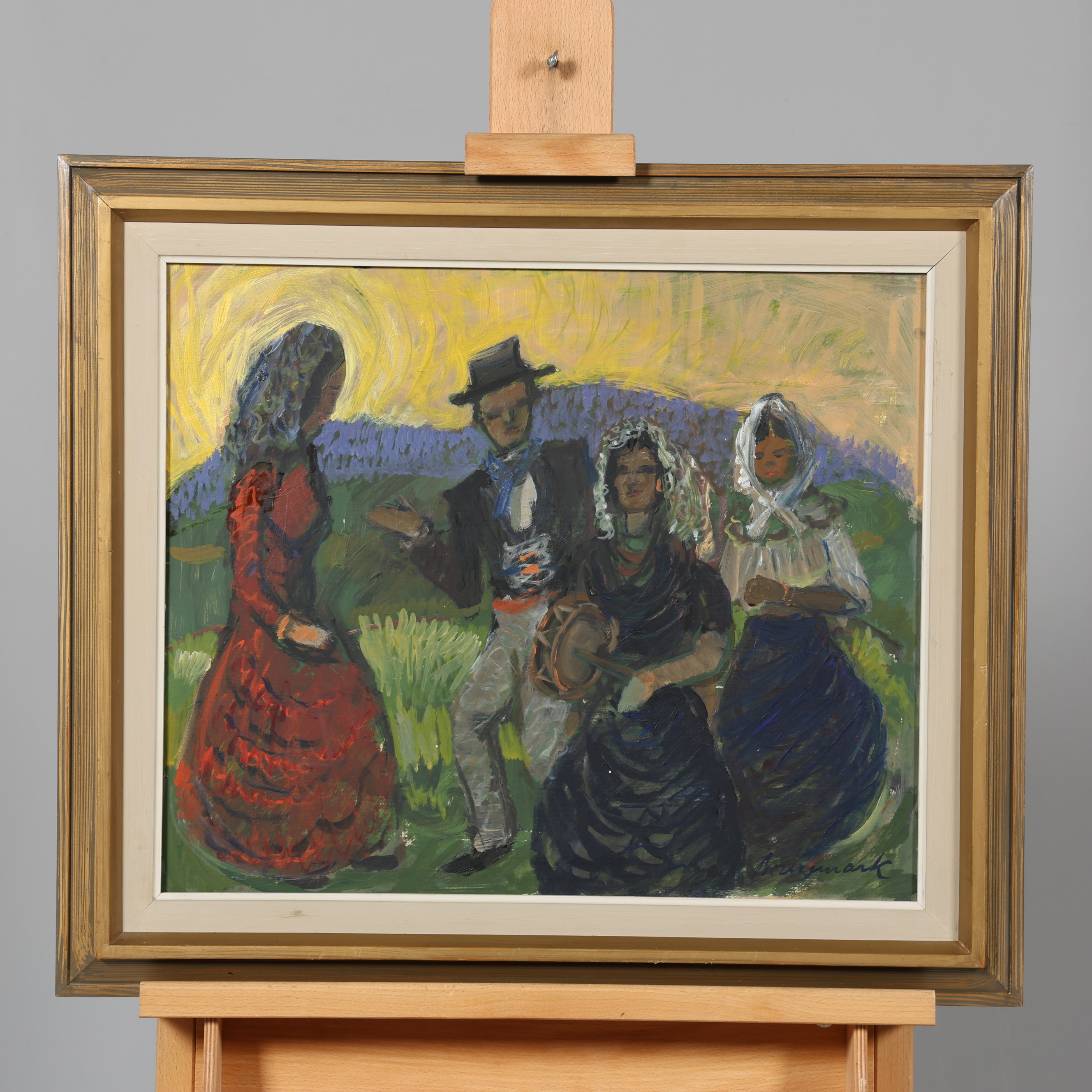 UNO BORNEMARK. OLJA PÅ PANNÅ, Andalusisk dans, Signerad.