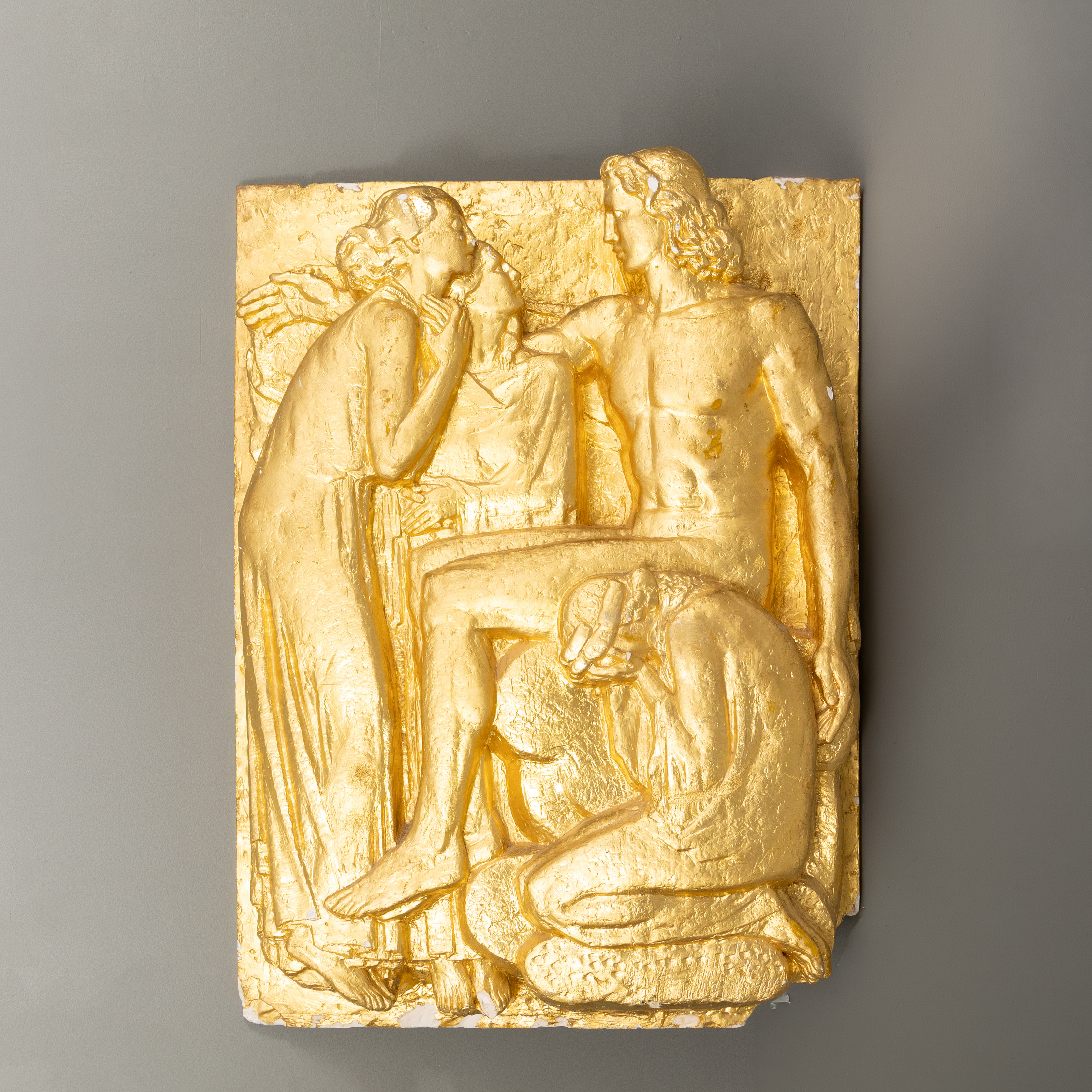 STOR RELIEF, förgylld gips, grekiskt mytoliskt motiv.
