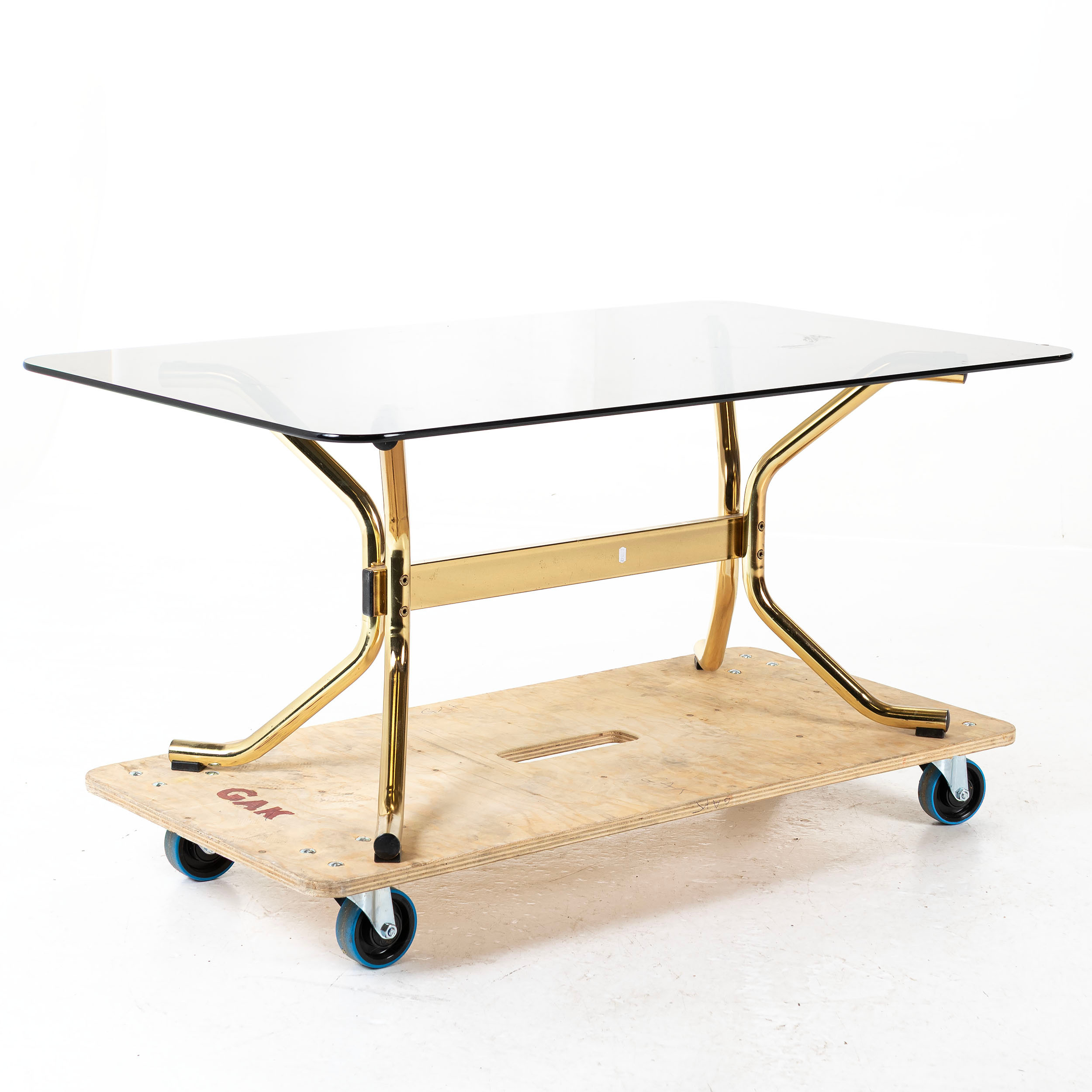 SOFFBORD, med glasskiva, gulmetall, 1900-talets senare del.