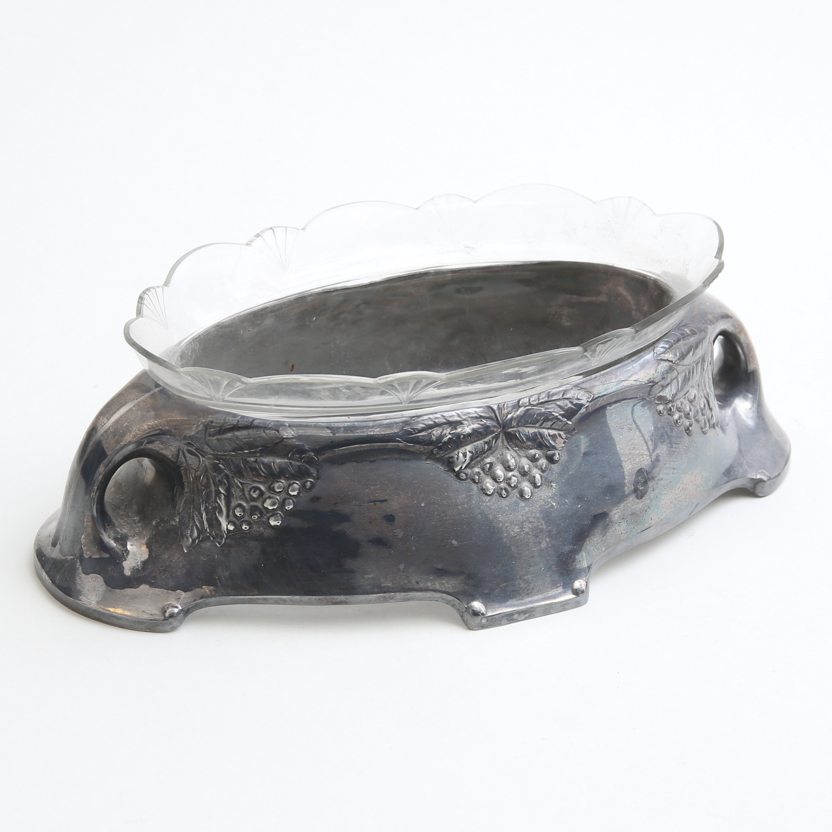 JARDINÄR, nysilver med glasinsats, tidigt 1900-tal.