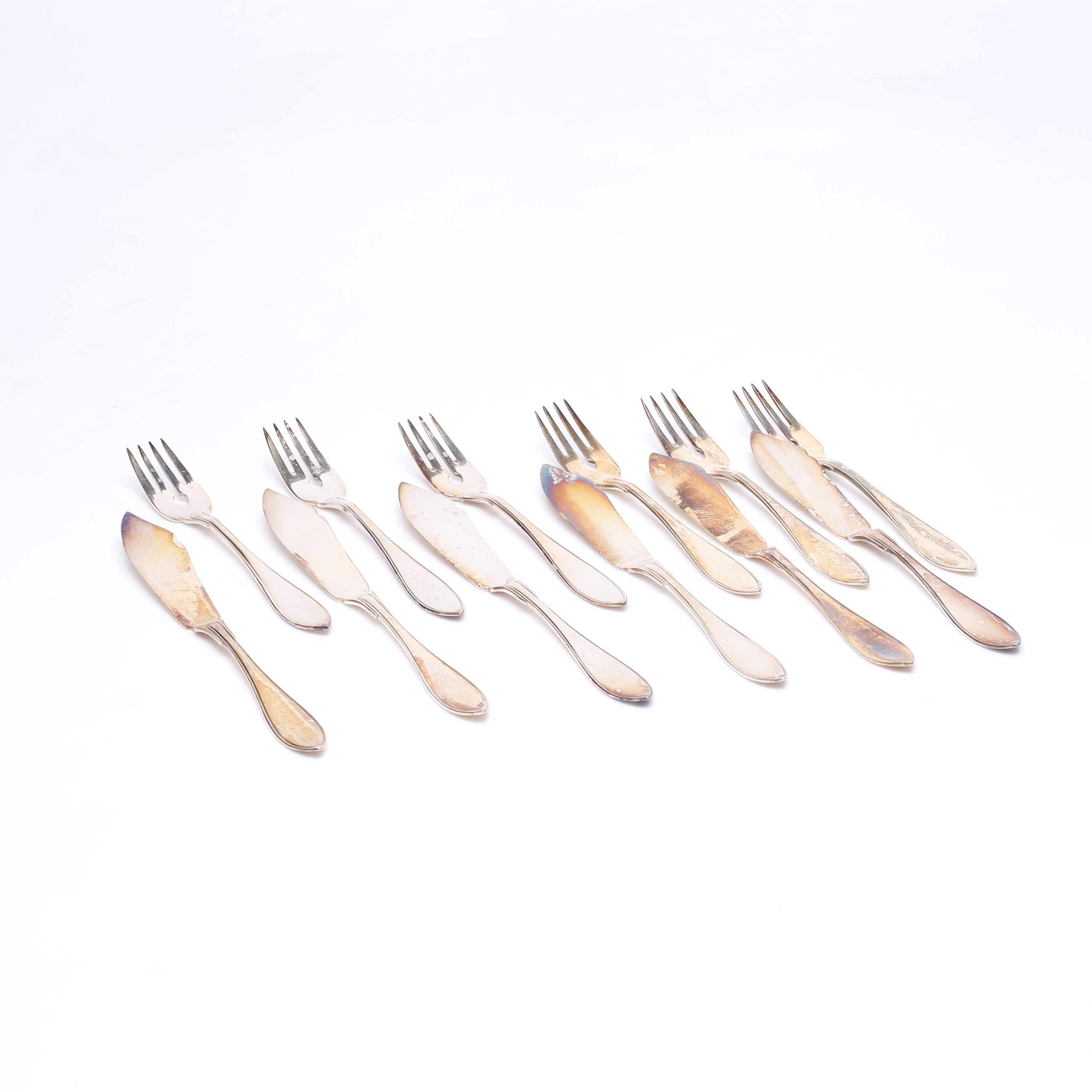 FICKBESTICK, 12 delar, nysilver.