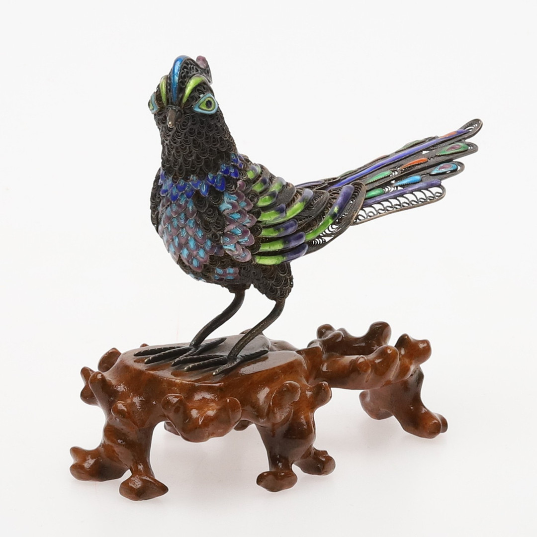 SKULPTUR, Sterlingsilver & emalj, filigree, handgjord, brickmärkt.