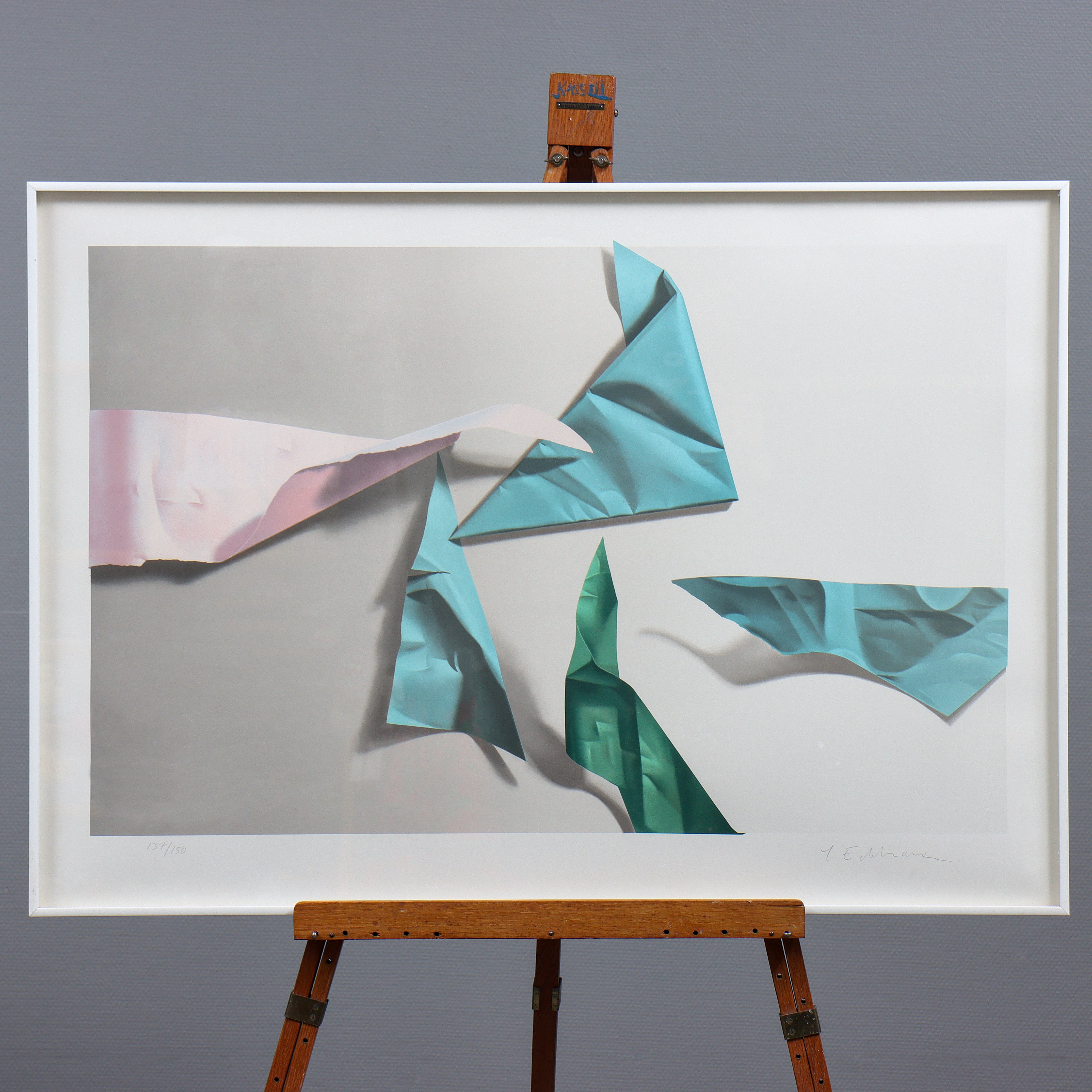 YRJÖ EDELMANN. FÄRGLITOGRAFI 137/15O, SIGNERAD, INGLASAD.