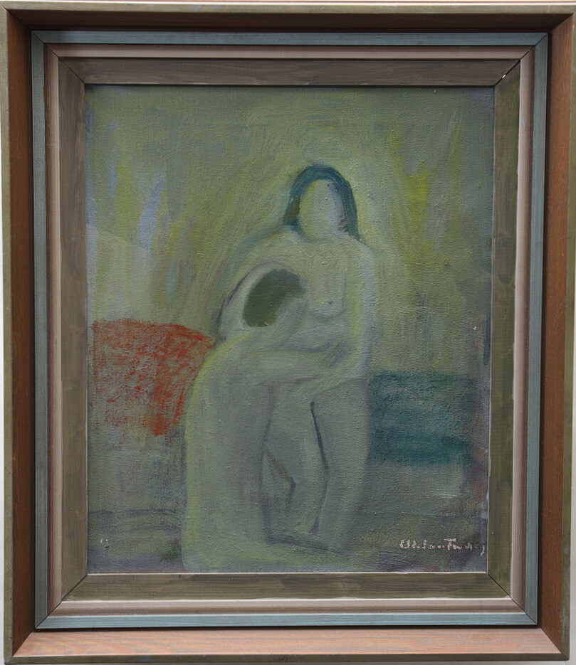 OIDENTIFIERAD KONSTNÄR. Figurscen, olja på duk, otydligt signerad.