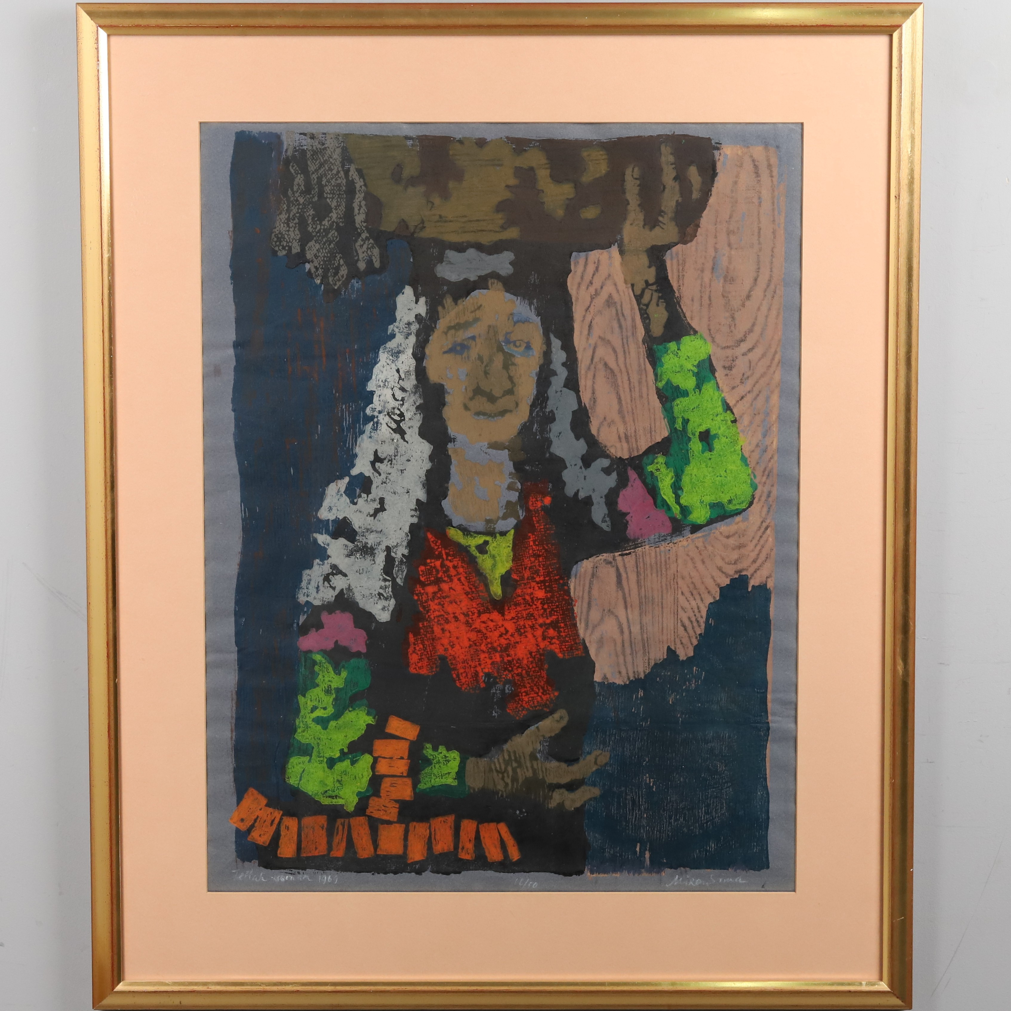 MIRON SIMA. Träsnitt, signerad, numrerad 16/50, daterad 1969.