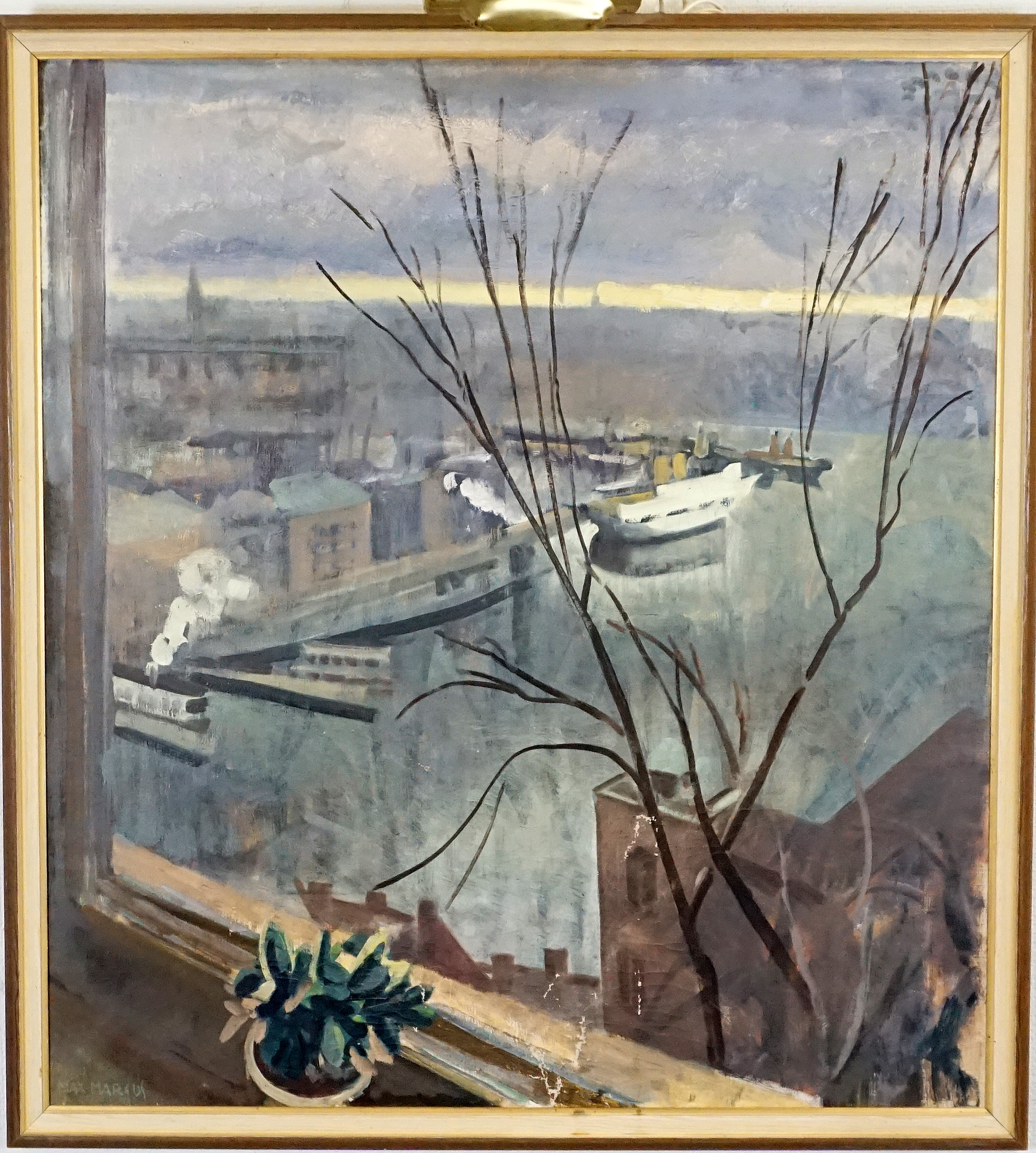 MAX MARCUS (1879-1955), olja på duk, Stockholmvy från fönster, signerad samt daterad 55.