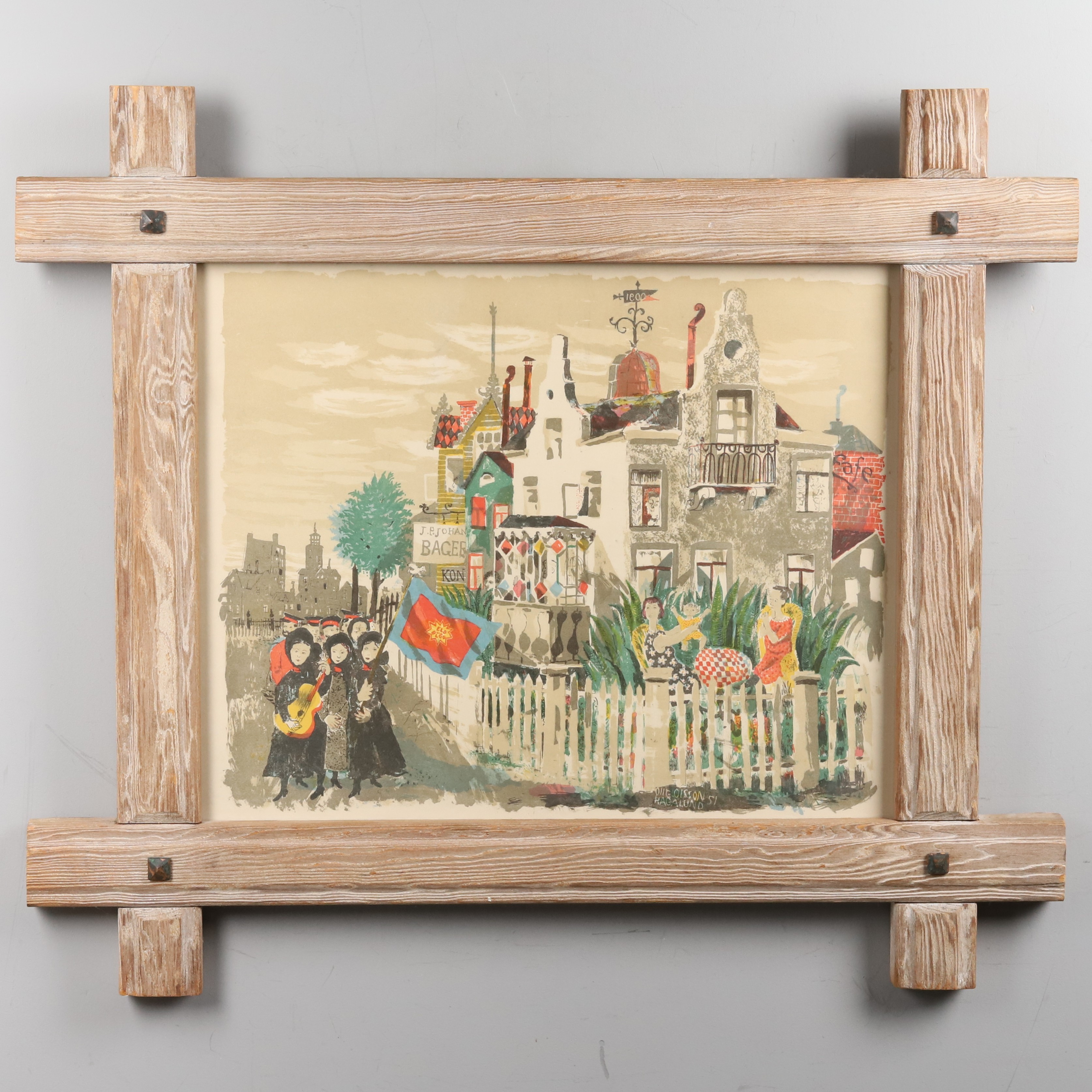 OLLE OLSSON HAGALUND. Grafiskt tryck, "Demonstrationståg".