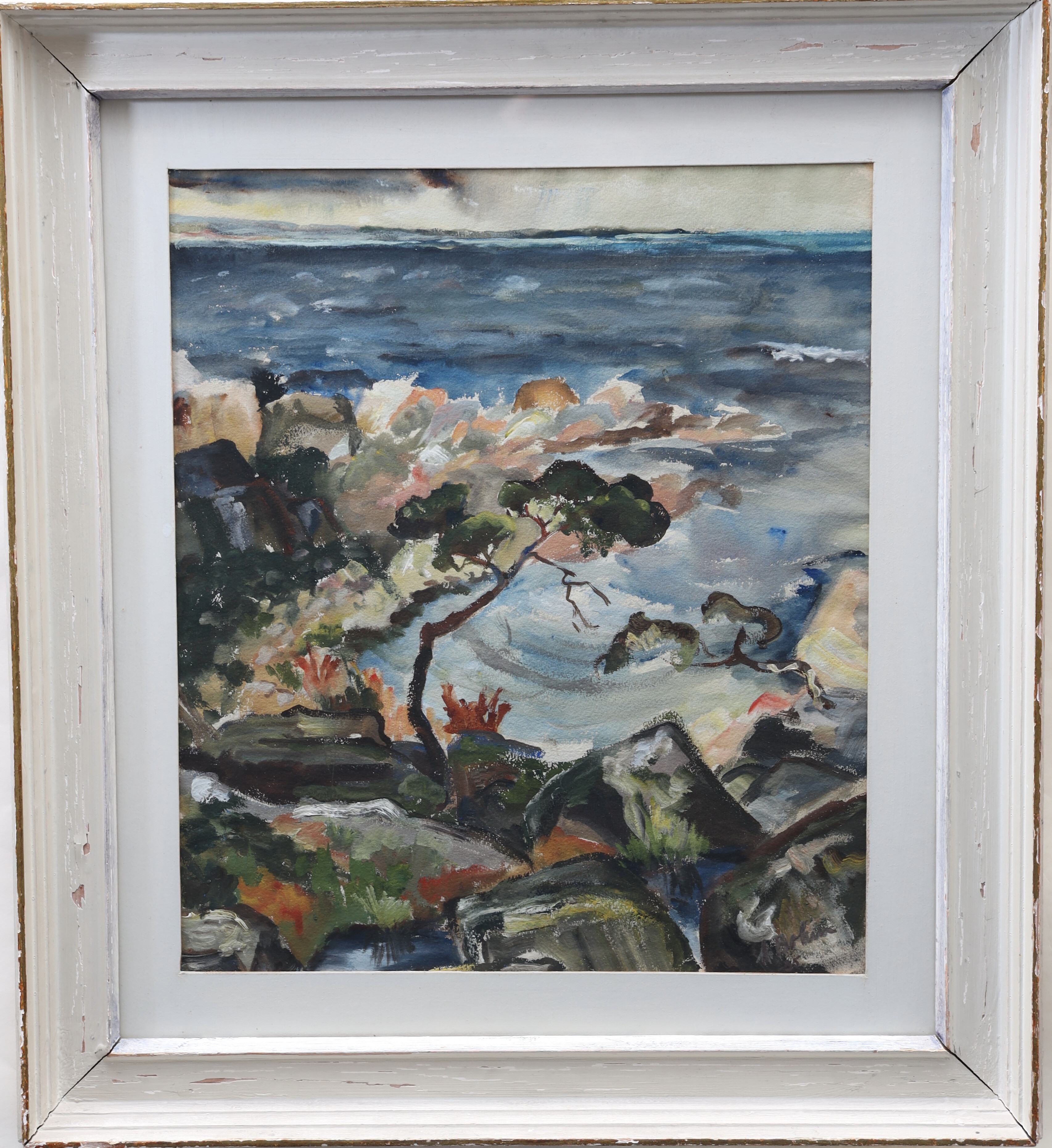 MARTHE BOHM. "Motiv från kråkön" akvarell, signerad och daterad 35.