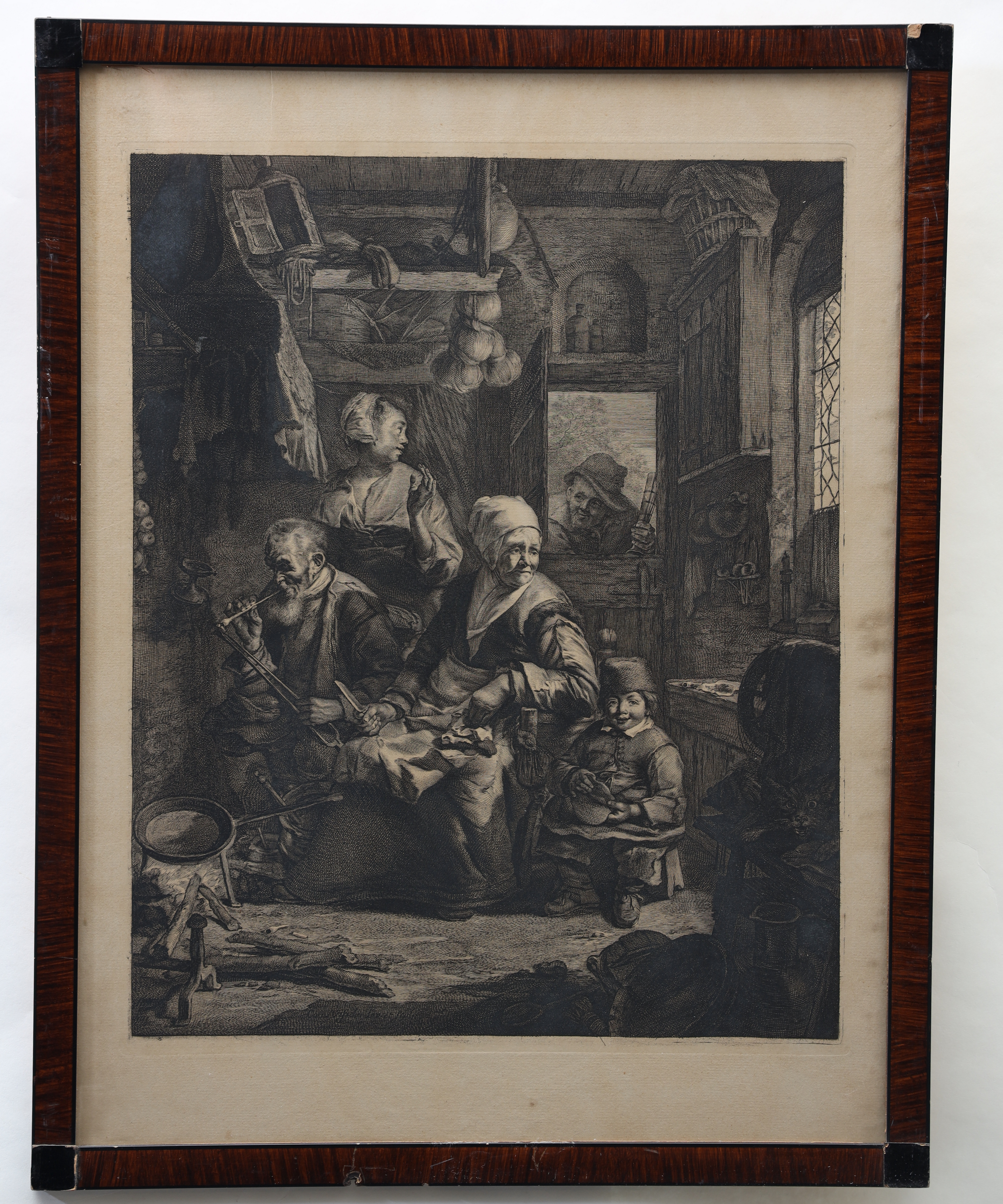 OIDENTIFIERAD KONSTNÄR. Familjescen, kopparstick 1800-tal.