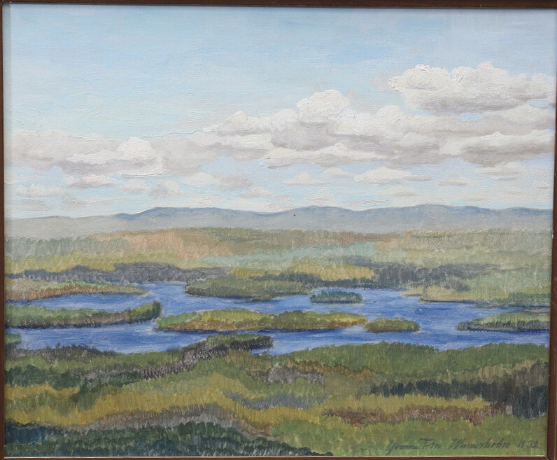 YVONNE TENGBOM WENNERHOLM. Insjölandskap, olja på pannå, signerad och daterad 1932.