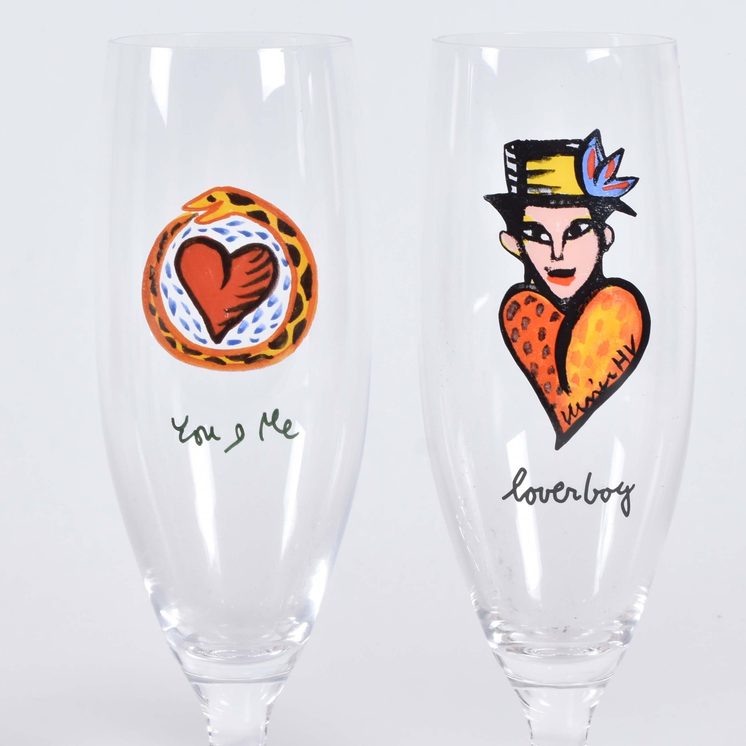 ULRICA HYDMAN-VALLIEN. Ölglas, 2 st, "You & Me", "Happy days", Kosta Boda.