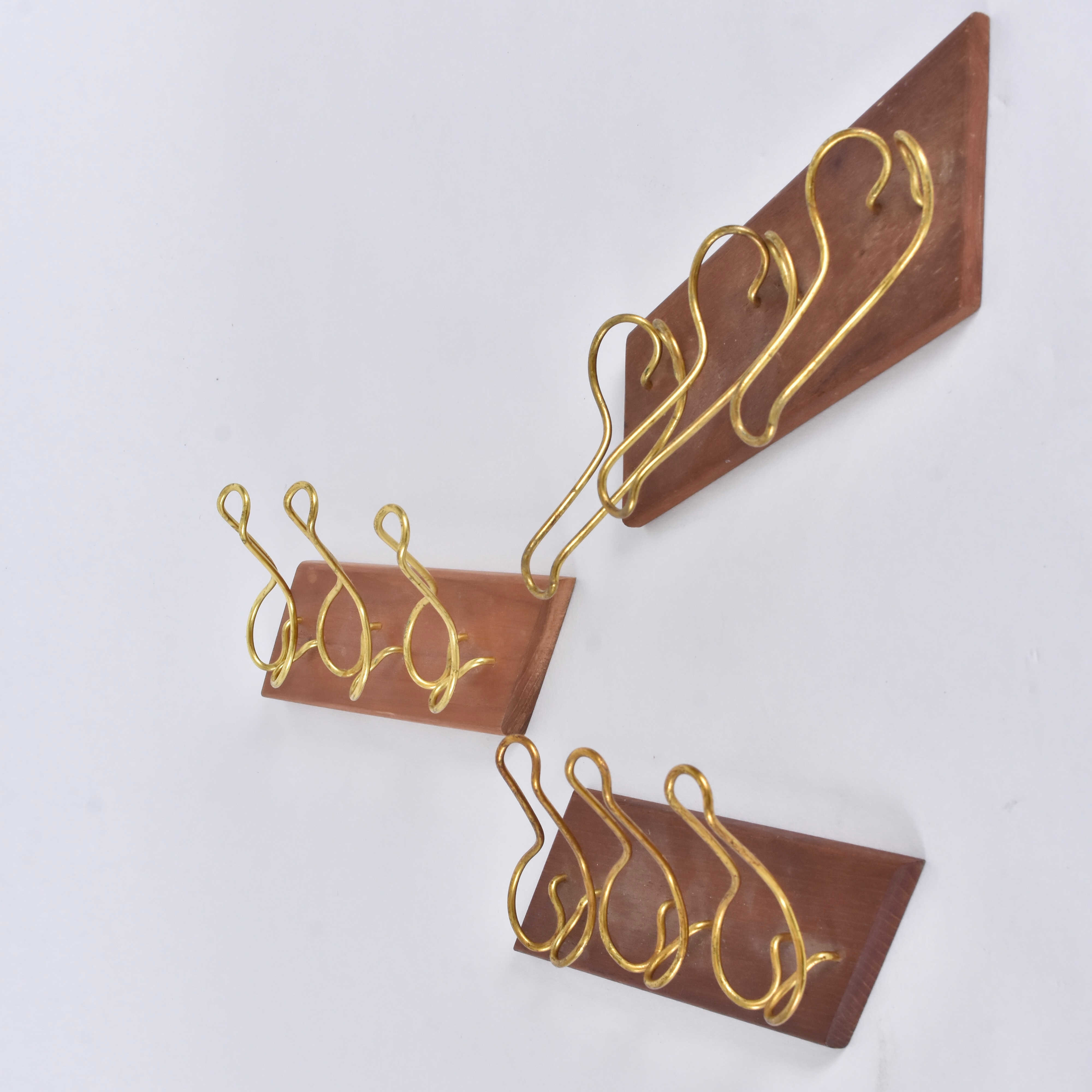 PIPSTÄLL, 3 st, teak och förgylld mässing.