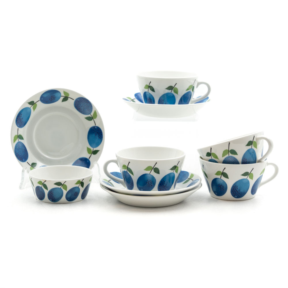 Servisdelar, Gustavsberg, "Prunus", 9 Dela, porslin.