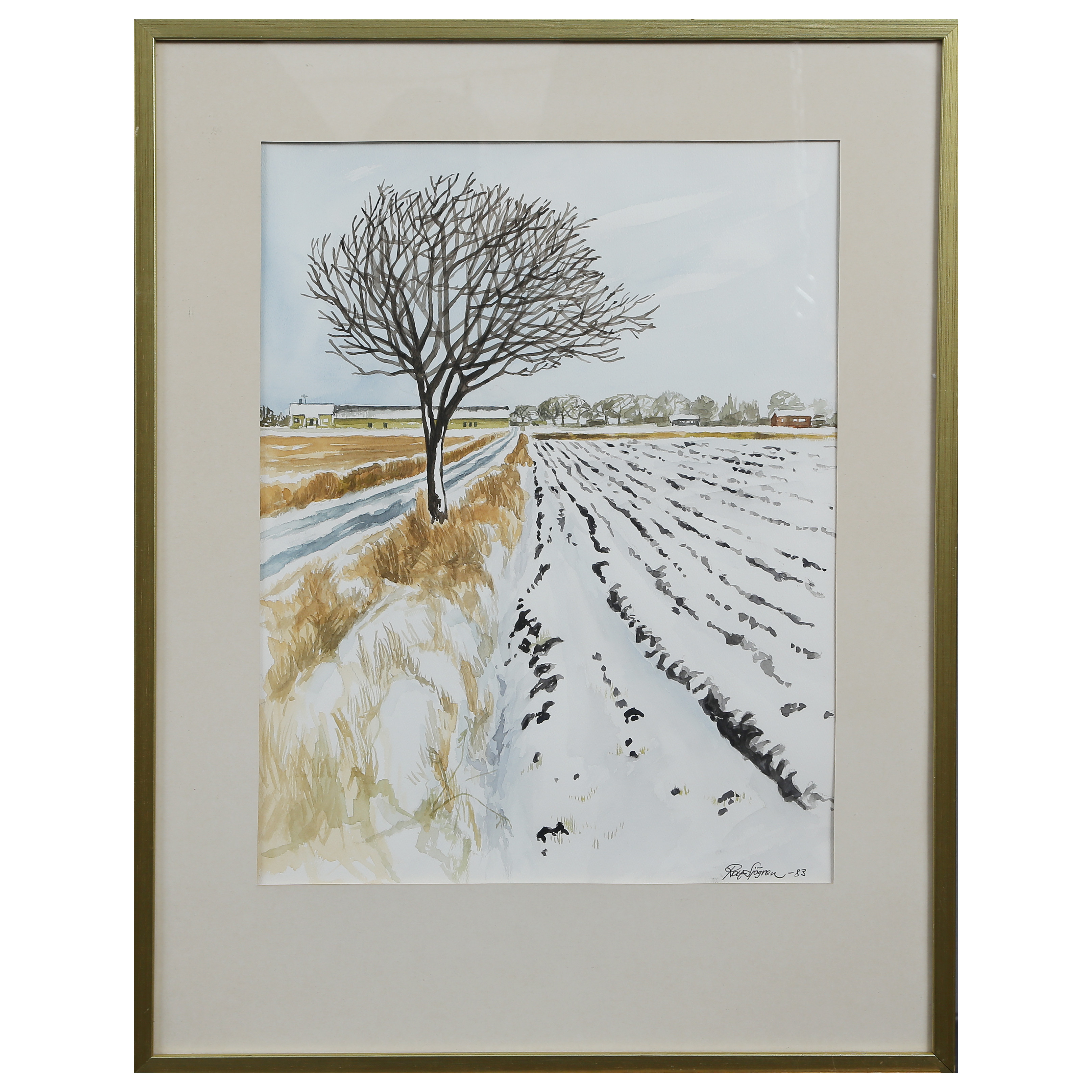 ROLF SJÖGREN, AKVARELL, SIGNERAD, DATERAD 83, INGLASAD.