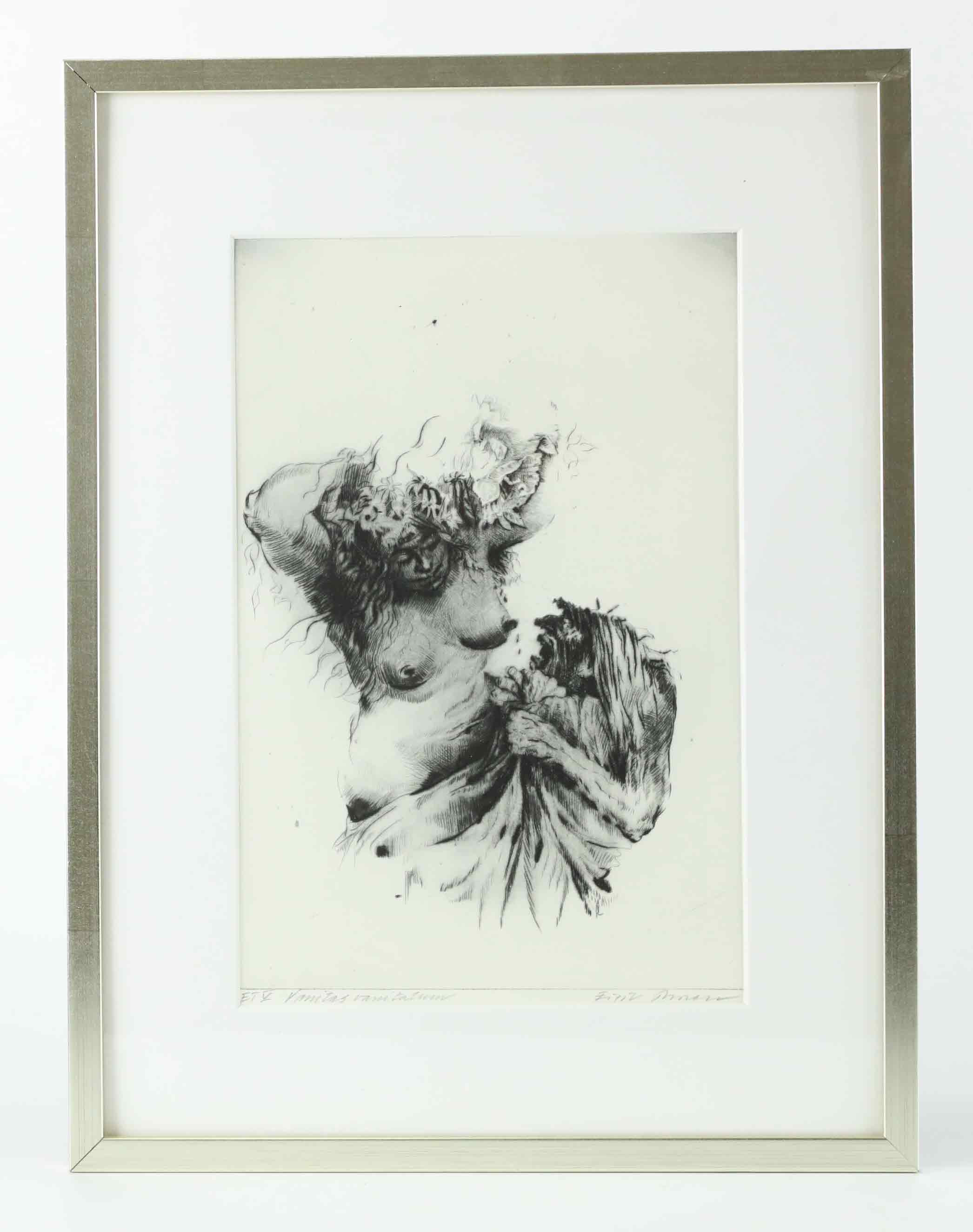 EIGIL THORELL (1933-2010). Torrnålsgravyr, "Vanitas vanitatum", signerad, märkt ET.