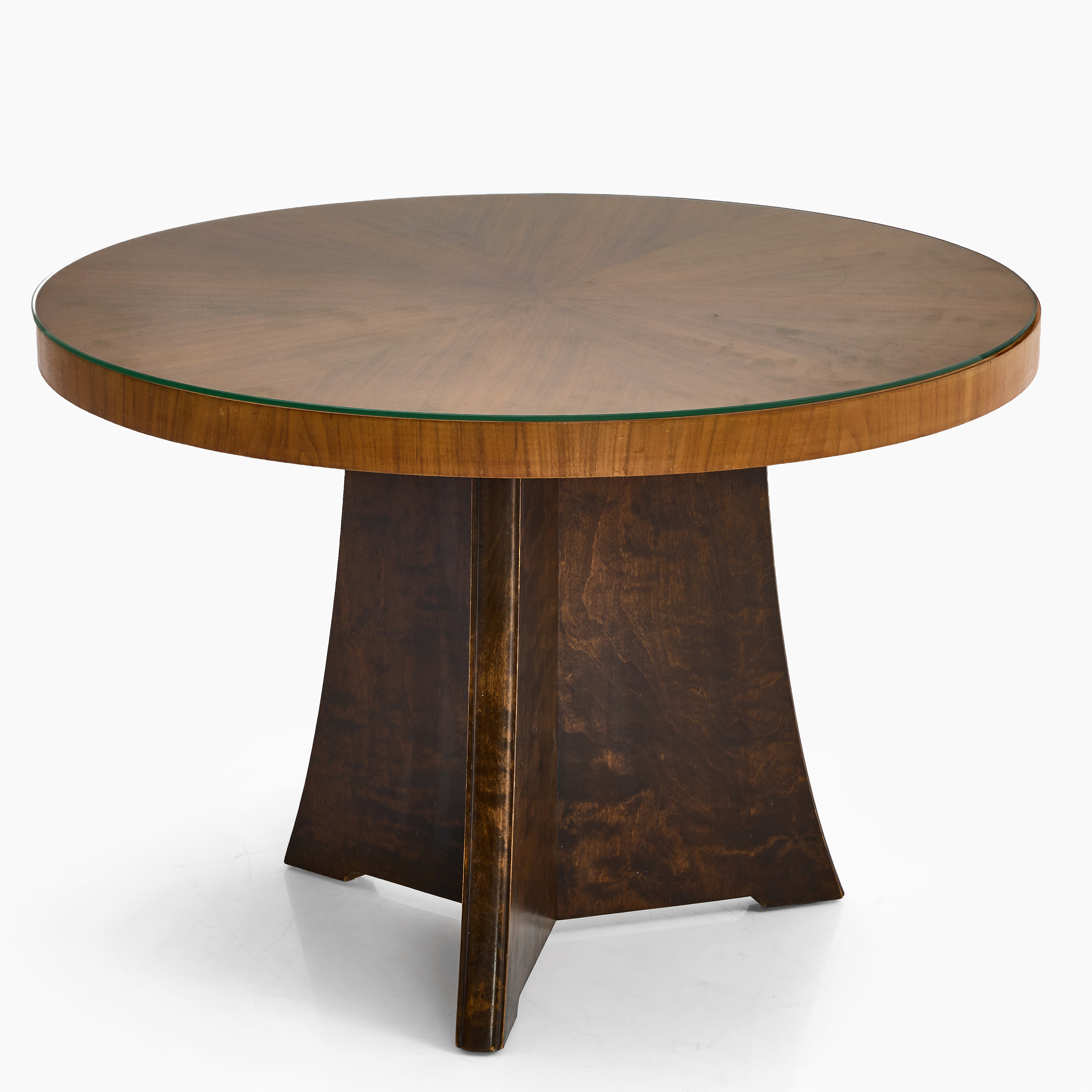 SOFFBORD, funkis, 1930-tal, björk- resp. alfanér, glasskiva. Sarg med silverplakett; gåvoinskription "..från kontors- och lagerpersonalen..".