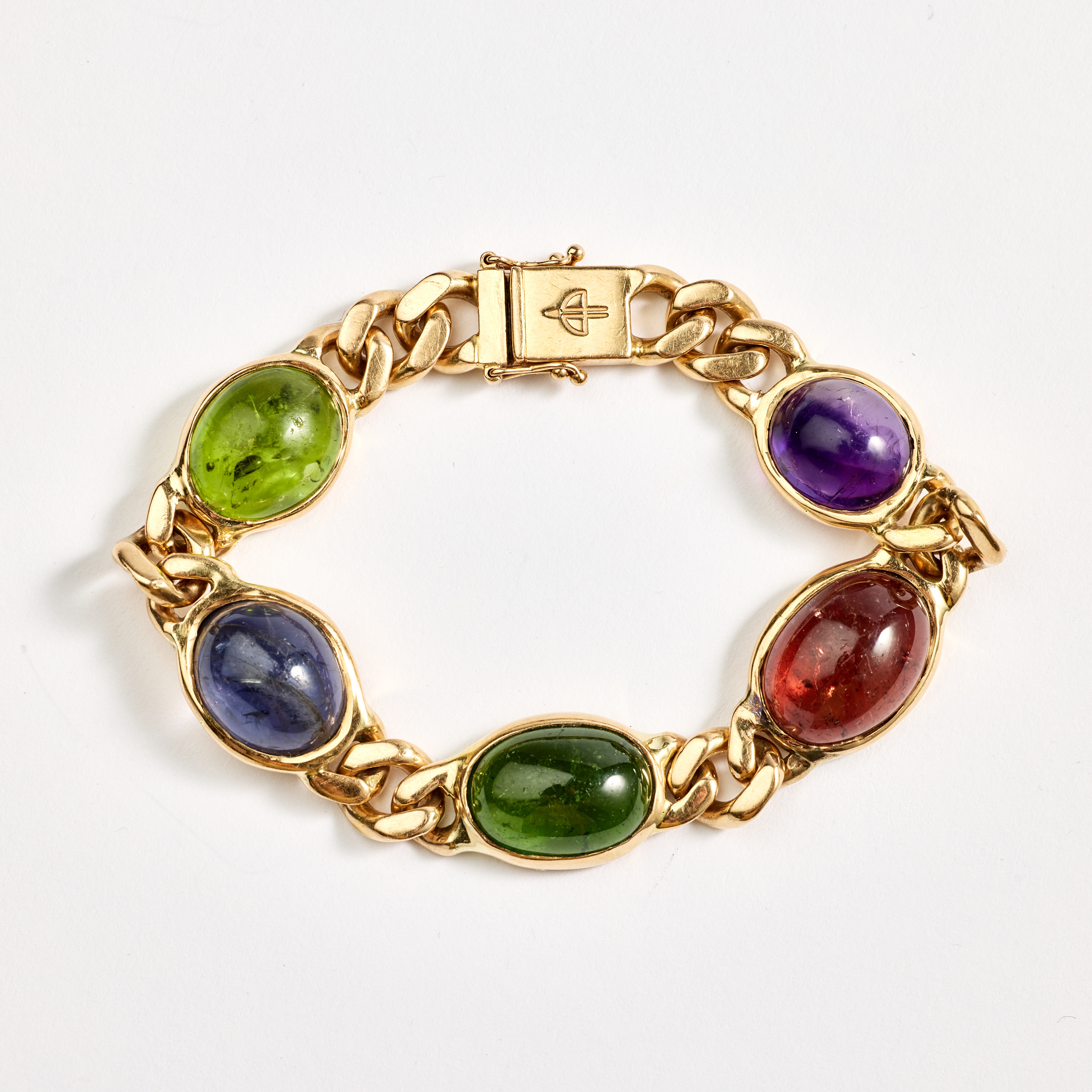 ARMBAND, 18K guld med multifärgade stenar, Balestra, Italien 1980/90-tal.