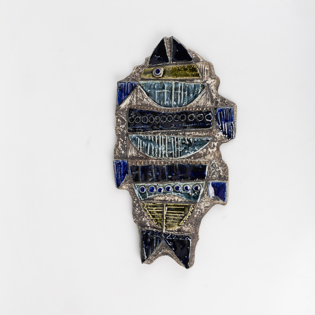 LISA LARSON. Väggplakett, "Fisk", ur serien Väggplattor, Gustavsberg, stengods.