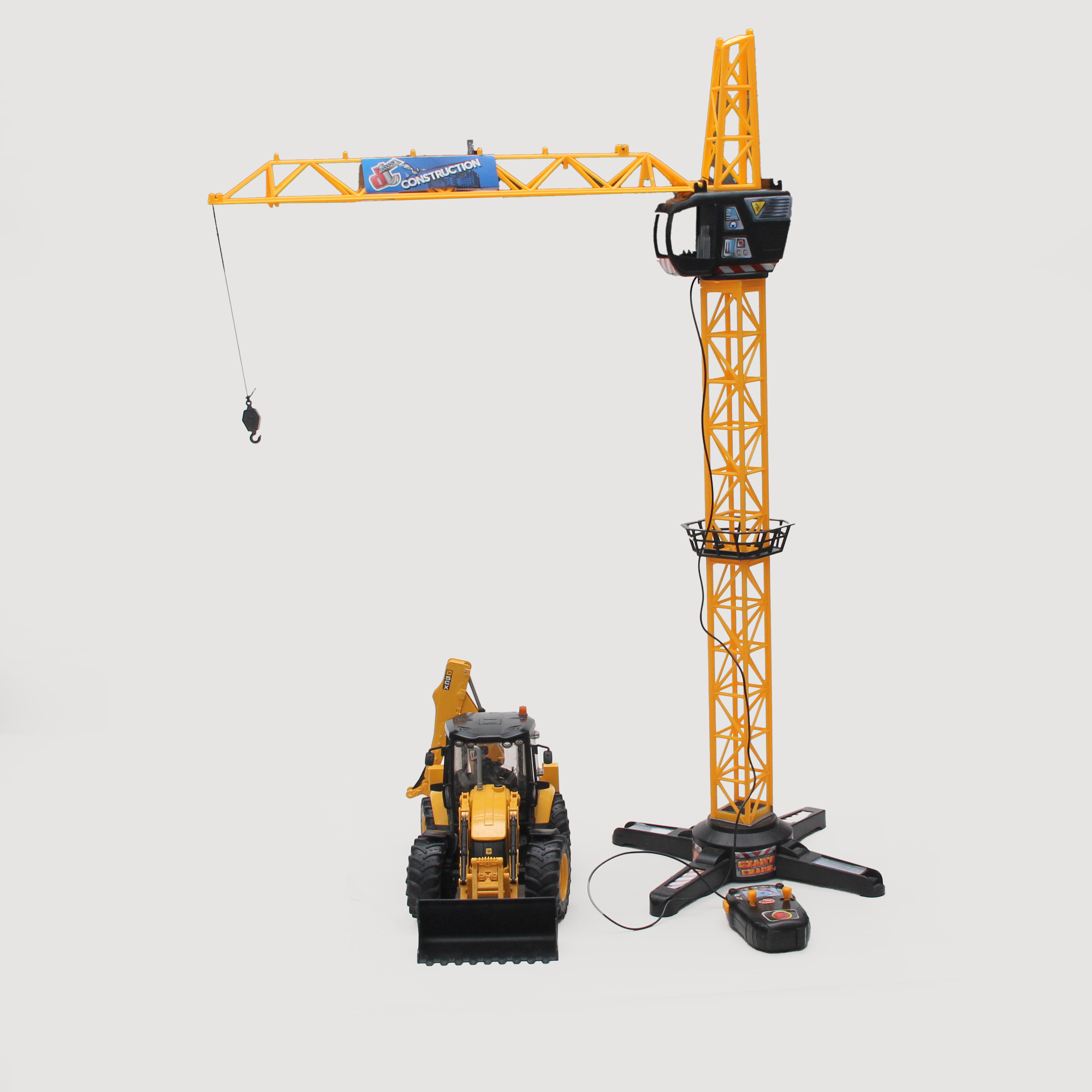 LEKSAKER 2 st, plast, grävskopa Bruder, JCB, 2013 OCH KRAN "Giant Crane".