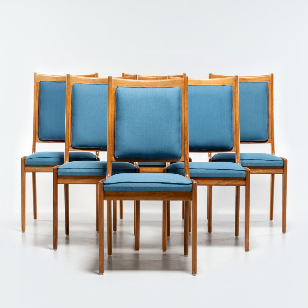 KARL ERIK EKSELIUS. Stolar, 6 st, JOC Möbler, Vetlanda 1900-tal.