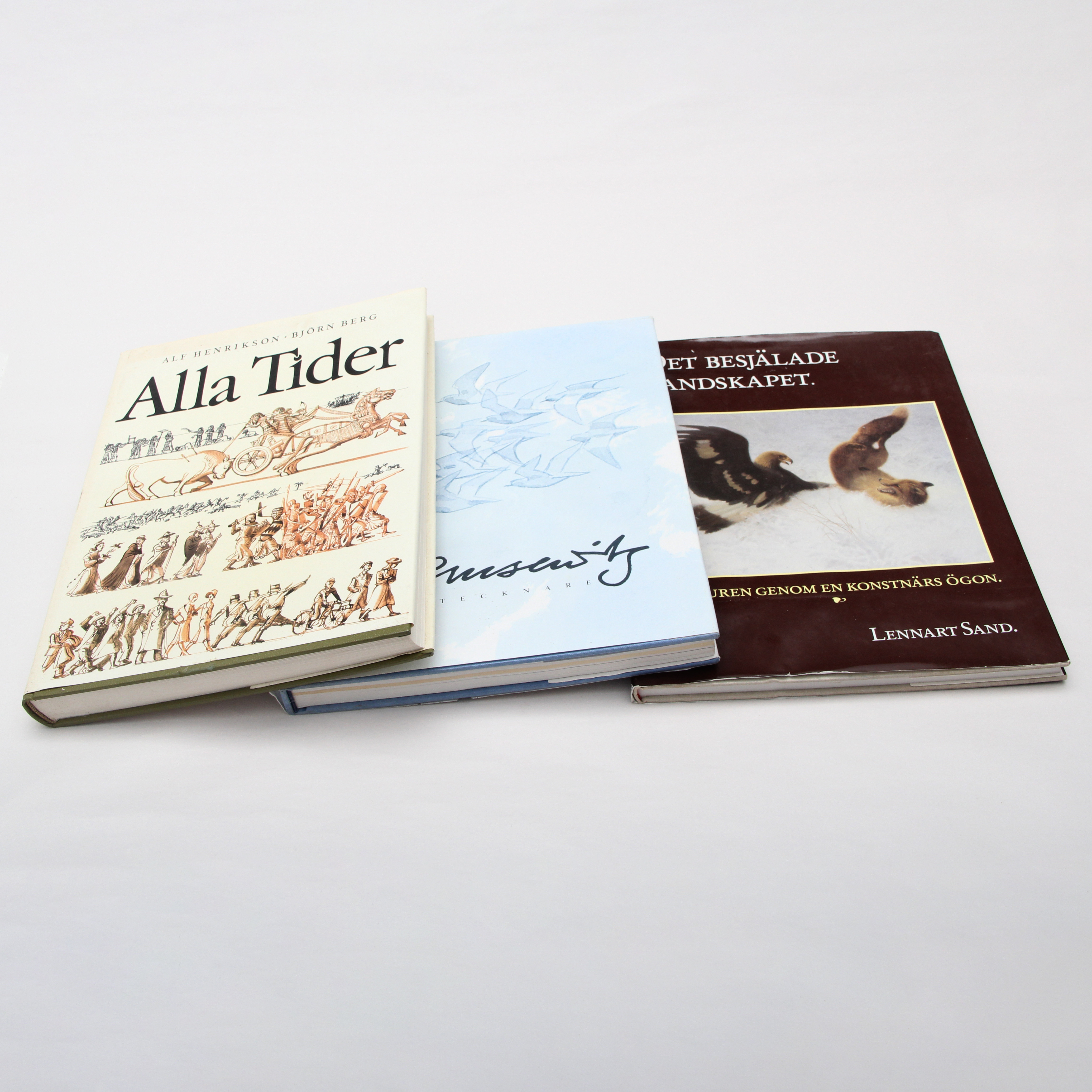 BÖCKER 3 st, Konstböcker: Lennart Sand, Gunnar Brusewitz och "Alla tider" Alf Henriksson.
