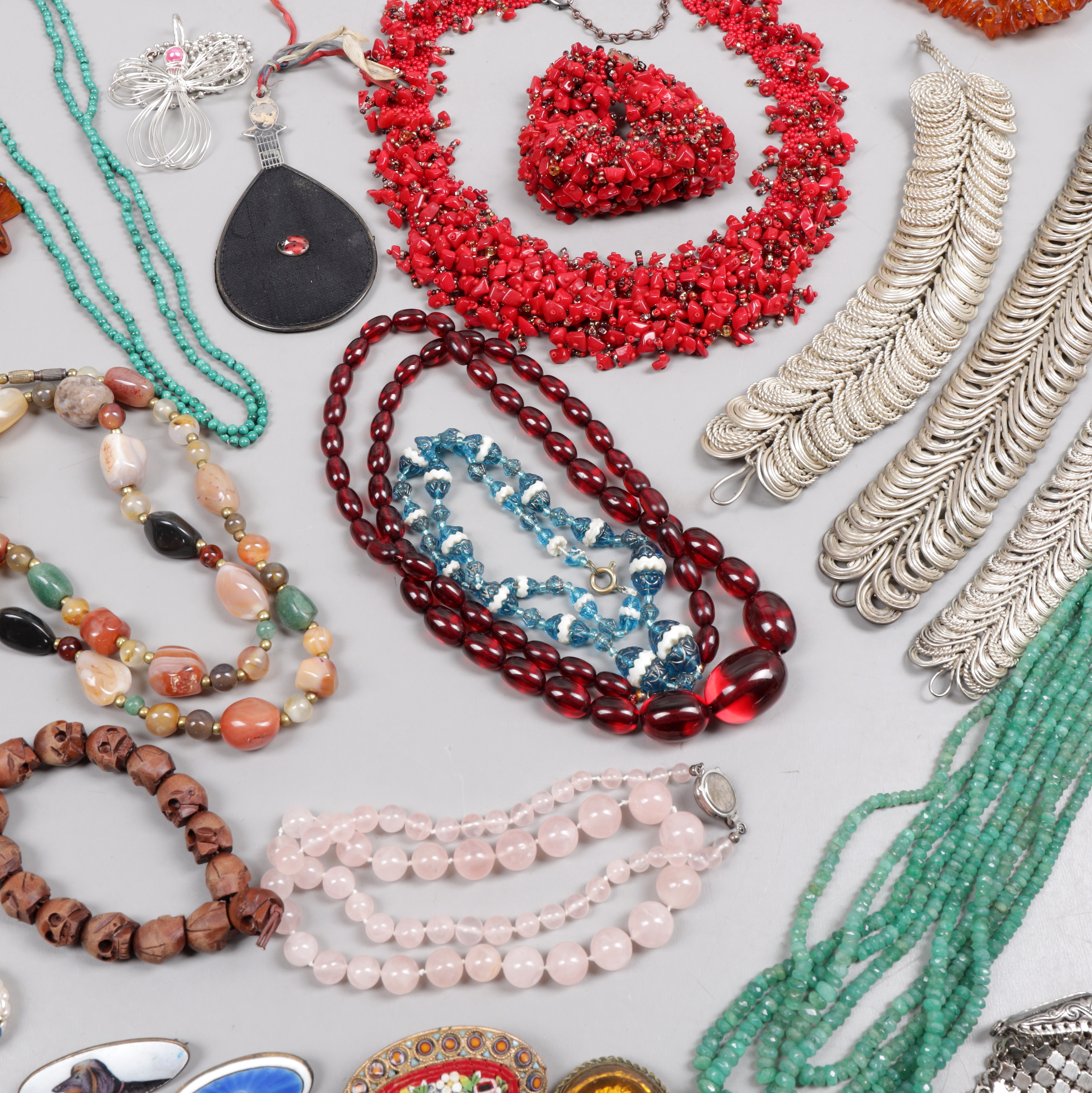 BIJOUTERIER, parti, nysilver, stenar, tenn mm.