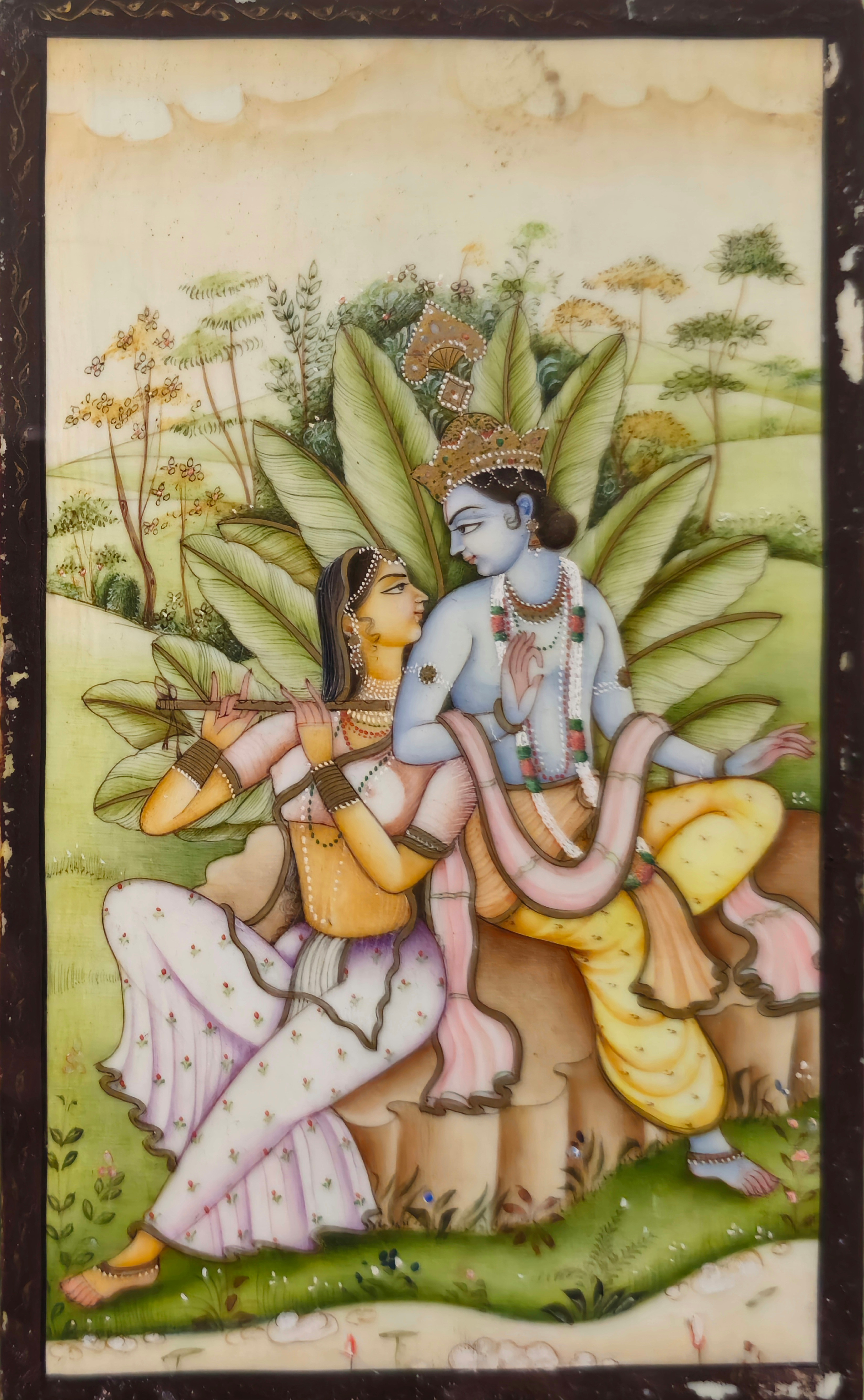 MINIATURA INDIA EN PLACA DE HUESO.