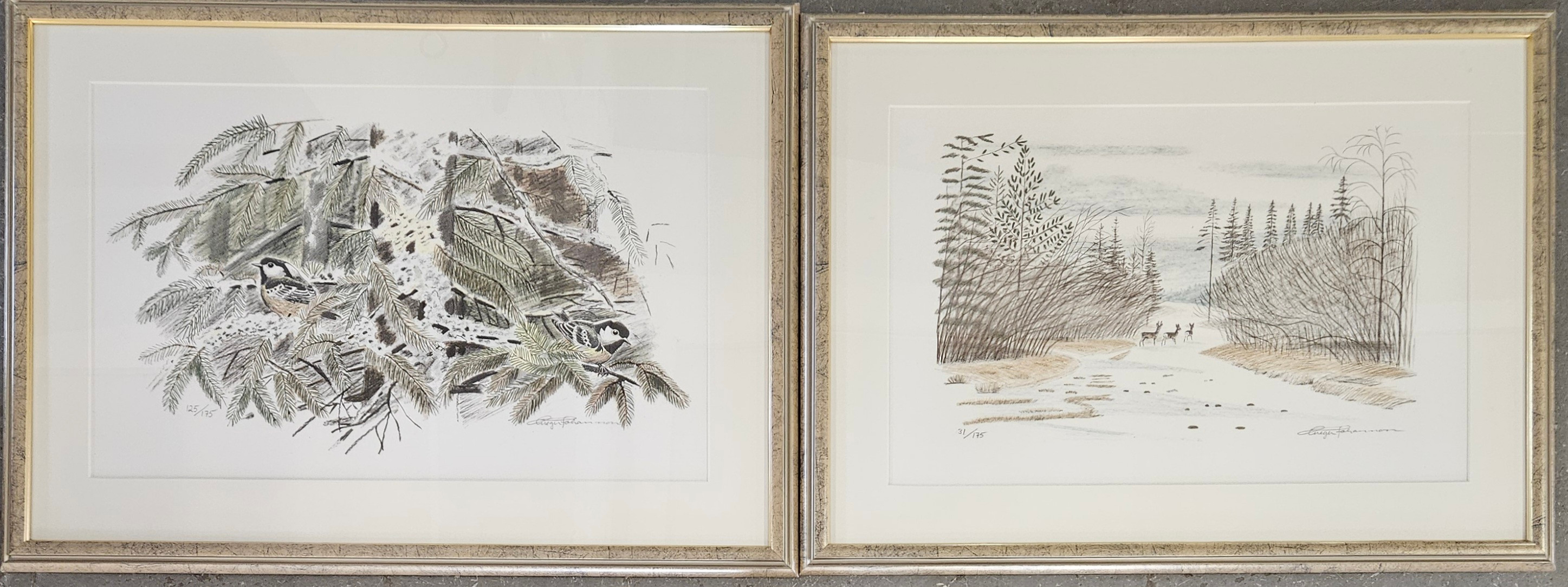 GREGER JOHANSSON. Färglitografier, 2 st, signerade och numrerade.