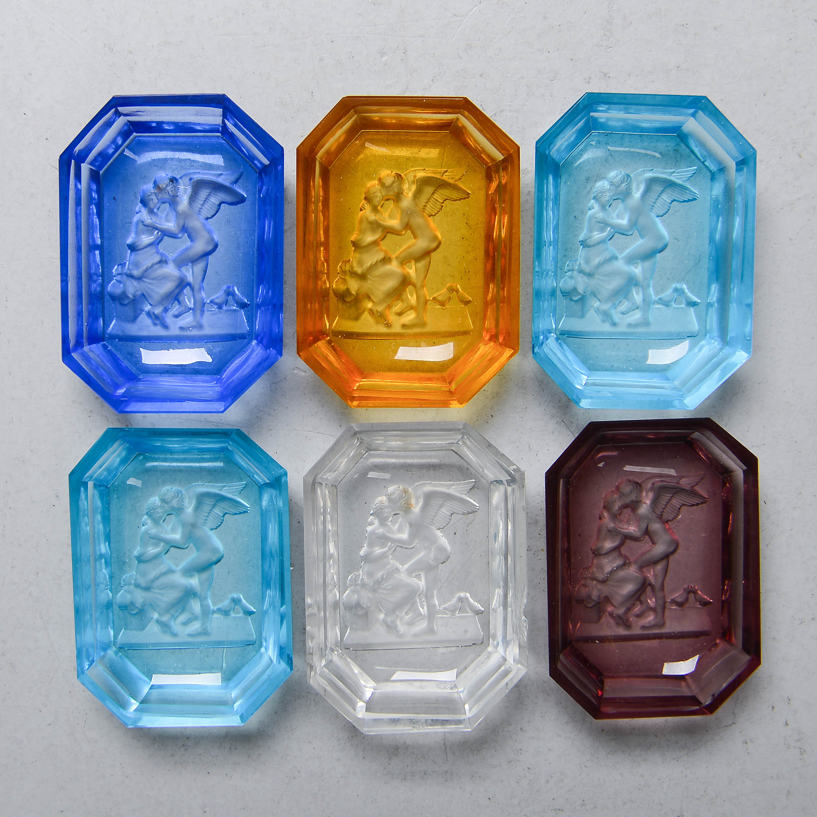 SALTFAT, 6 st, glas, troligtvis Tjeckoslovakien, 1930-tal.