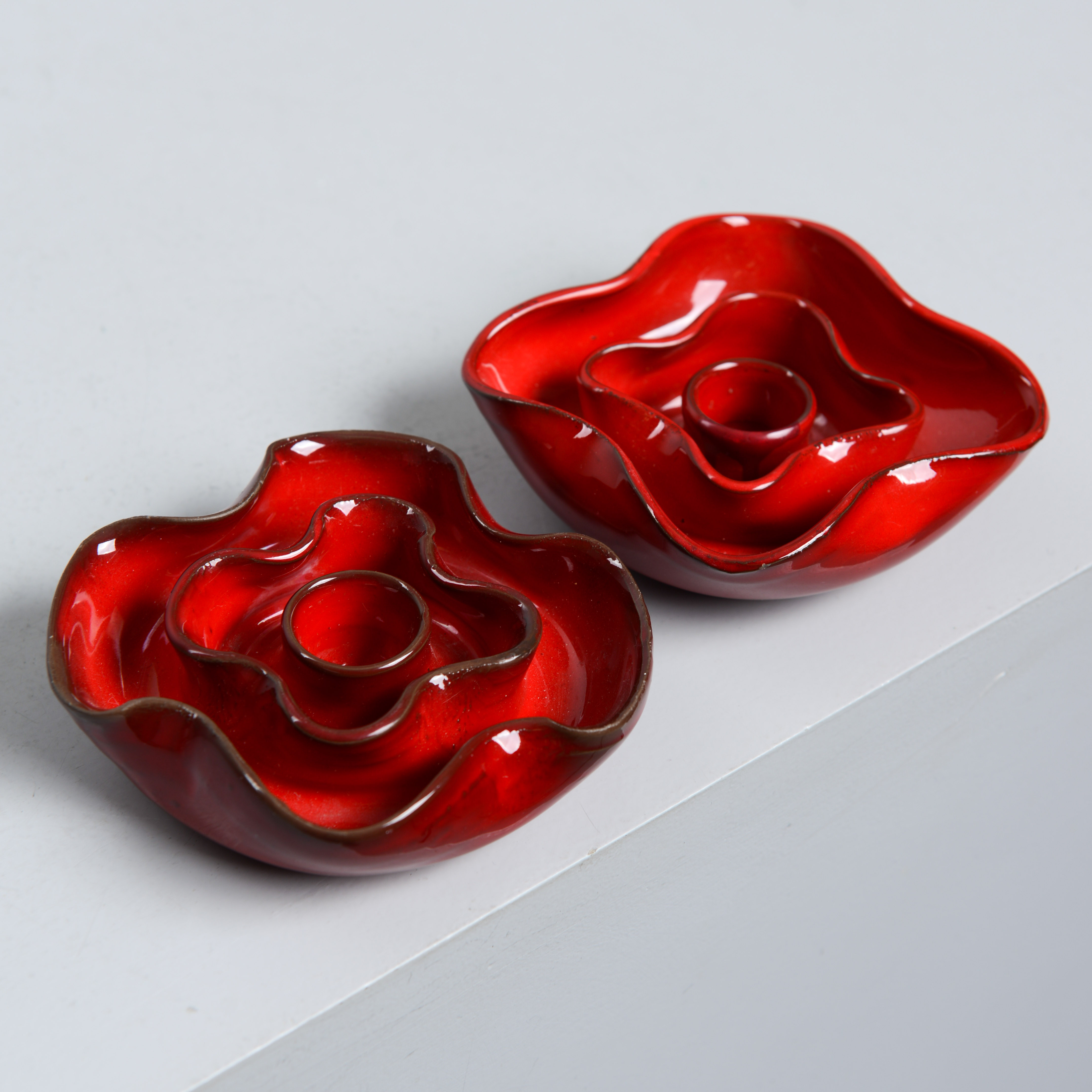 INGRID ATTERBERG. Ljusstakar, ett par, egen ateljé, Uppsala, signerade.