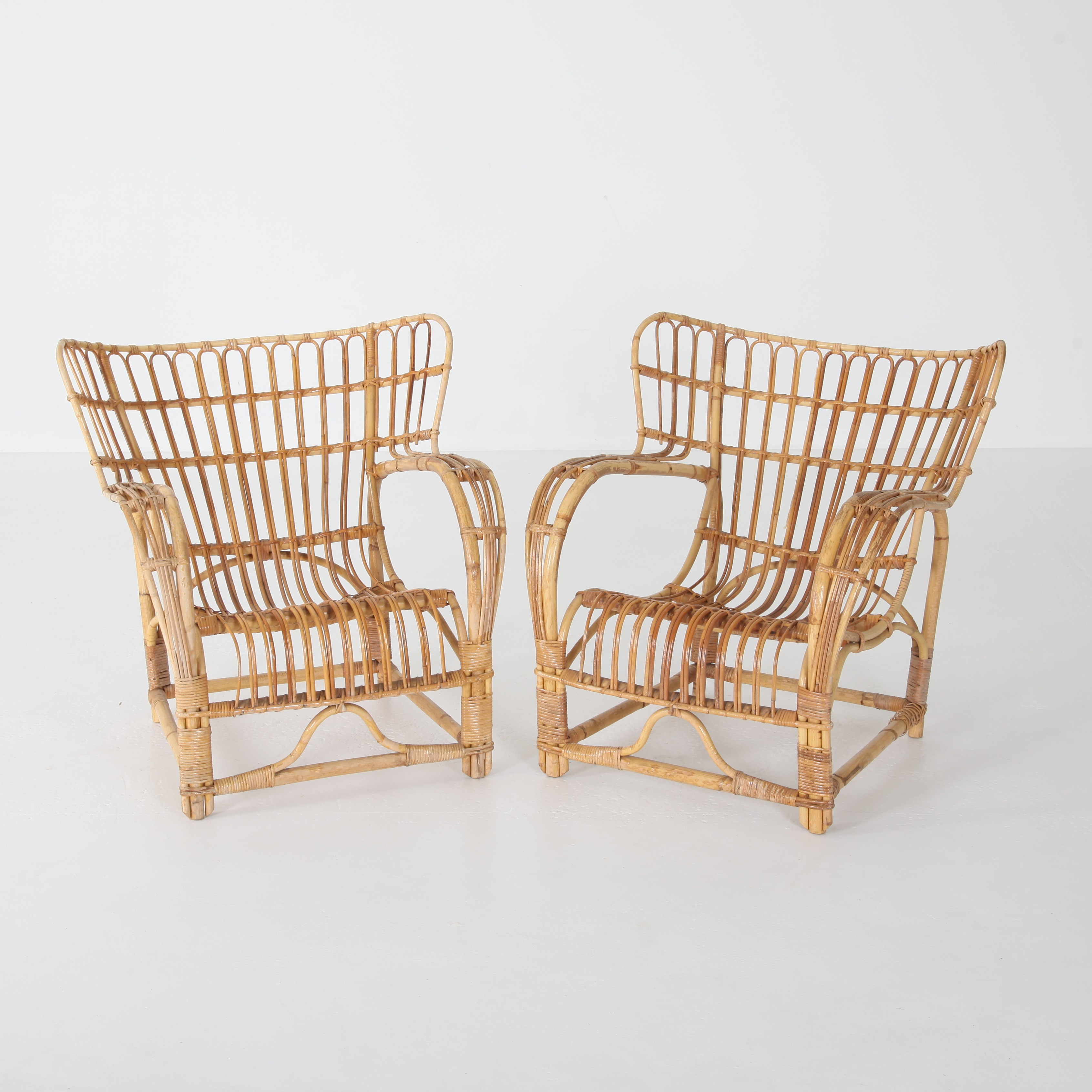 FÅTÖLJER 1 par, bambu, 1900-talets andra hälft.