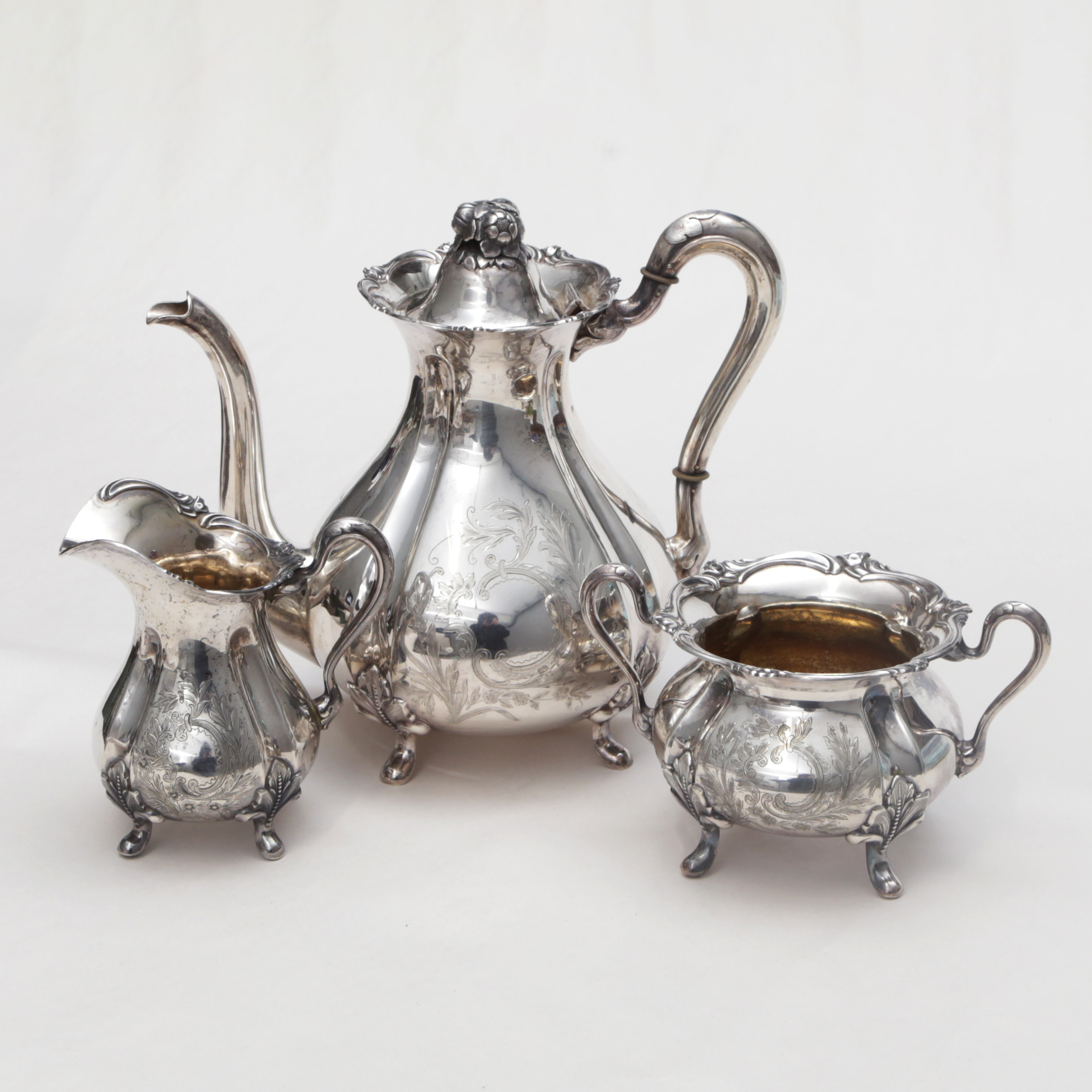 KAFFESERVIS, 3 delar, silver, Kultakeskus tavastehus, 1930-tal.