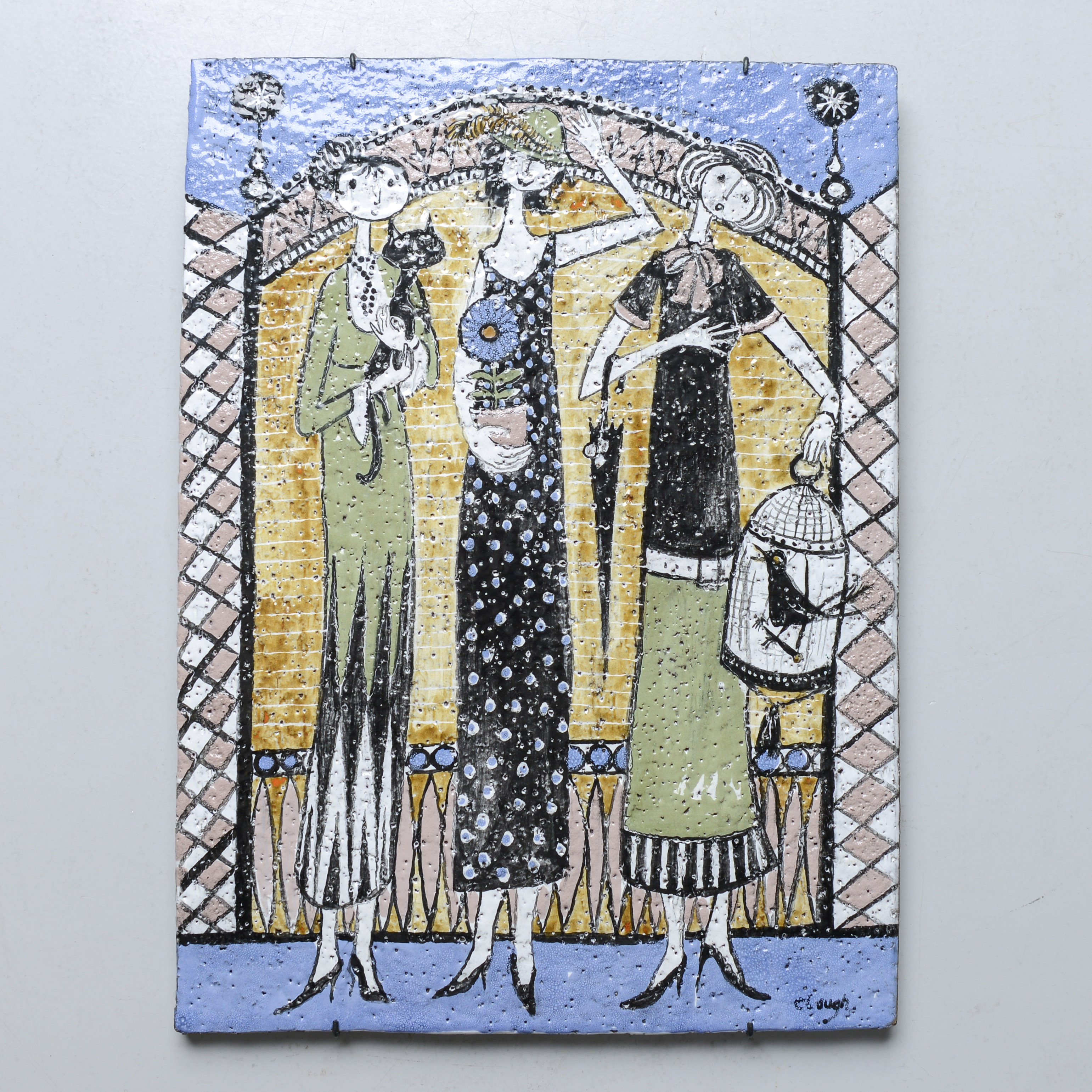 DOROTHY CLOUGH. Väggplakett, unikat, Upsala-Ekeby, signerad, 1950/60-tal.