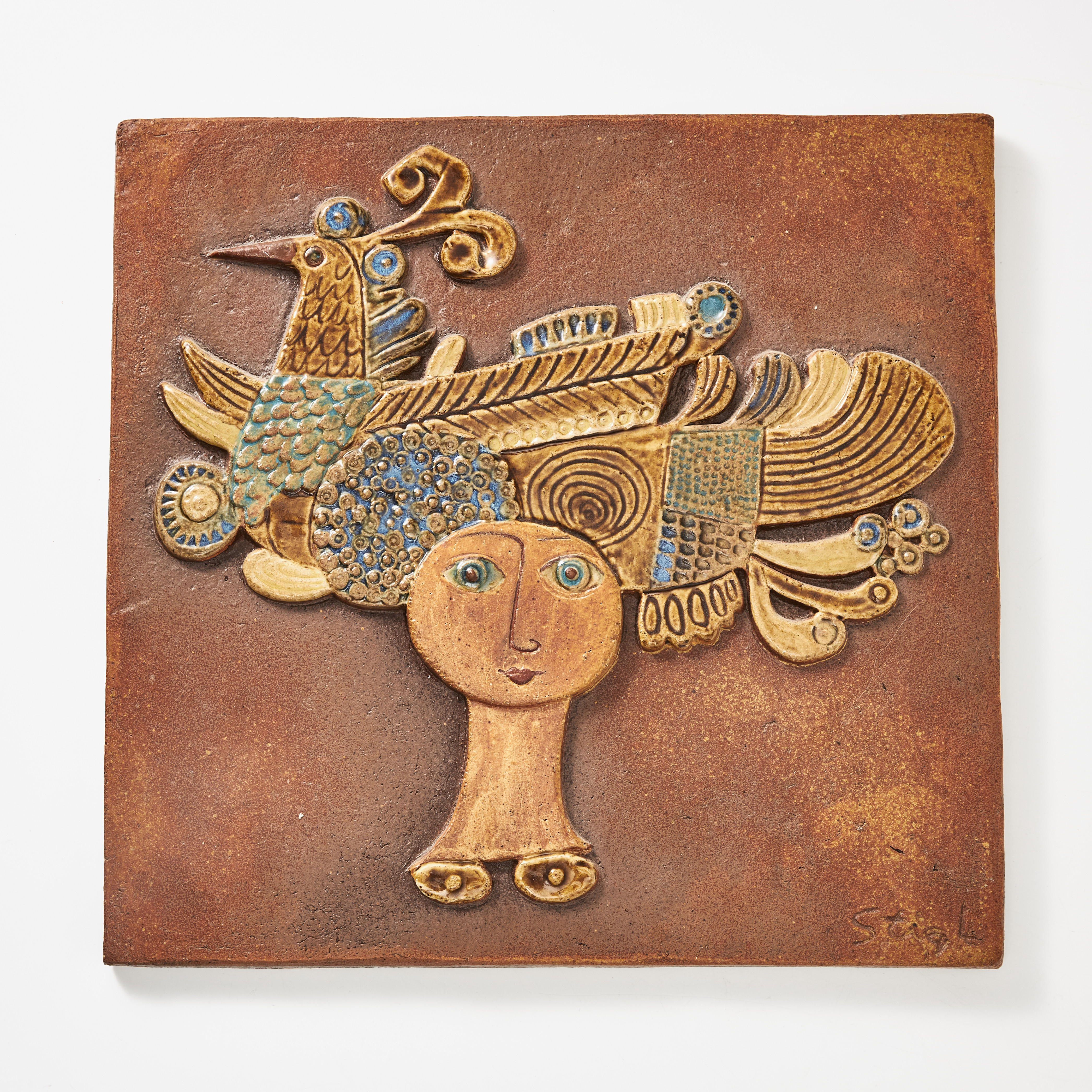 STIG LINDBERG. Väggplakett, stengods, signerad Stig L, Gustavsberg.