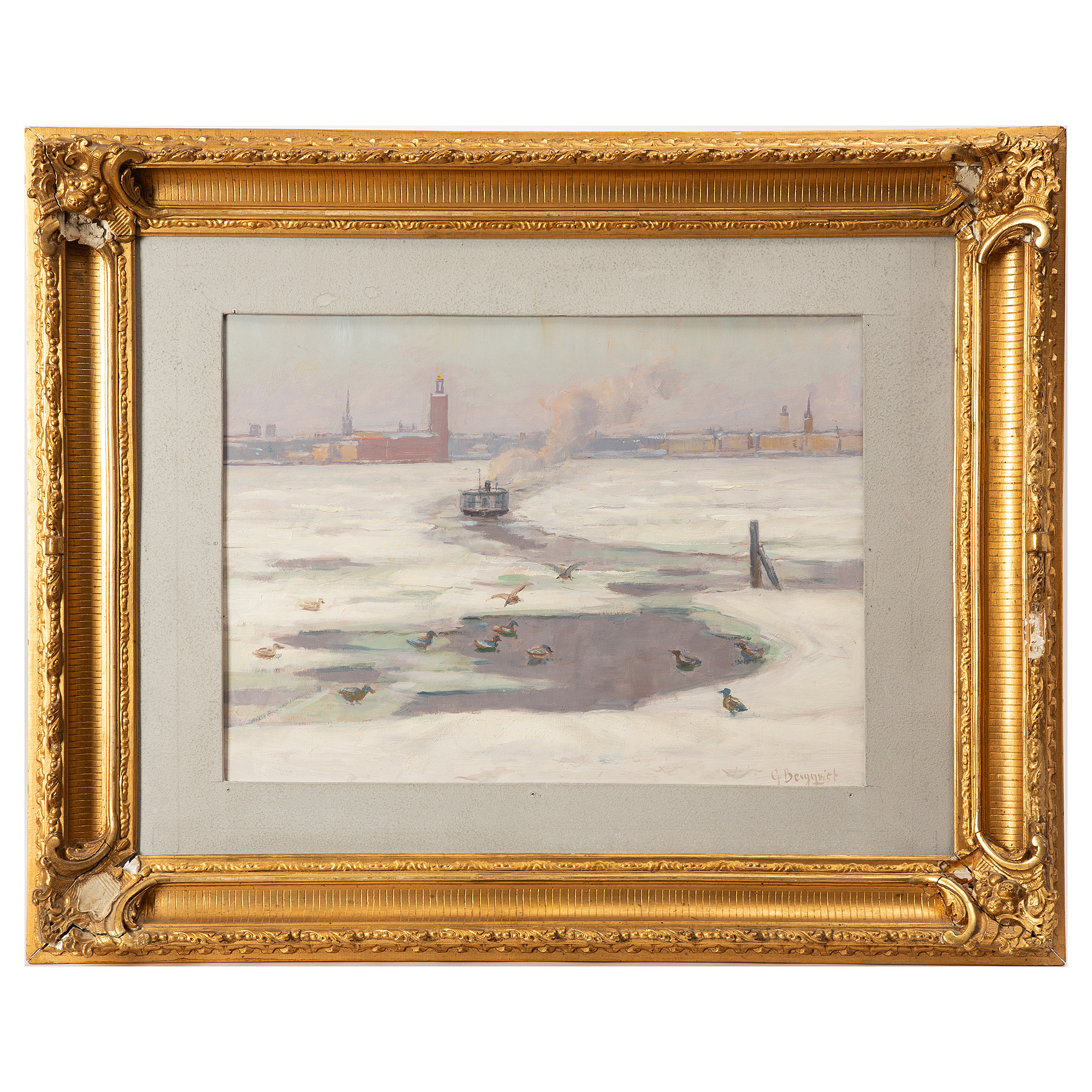 GUNNAR BERGQVIST. Olja på pannå, signerad.